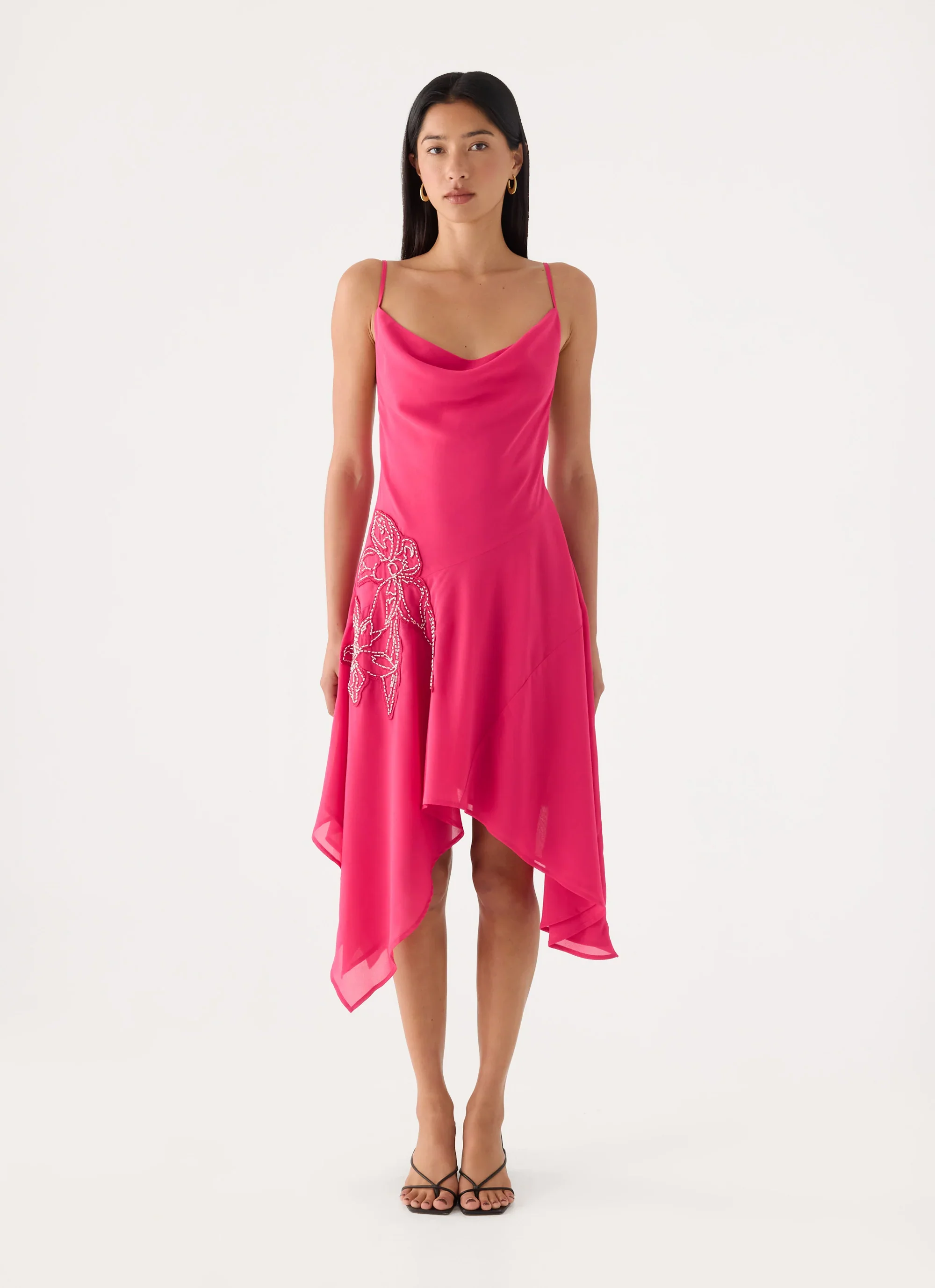 Pirama Beaded Midi Dress - Fuchsia