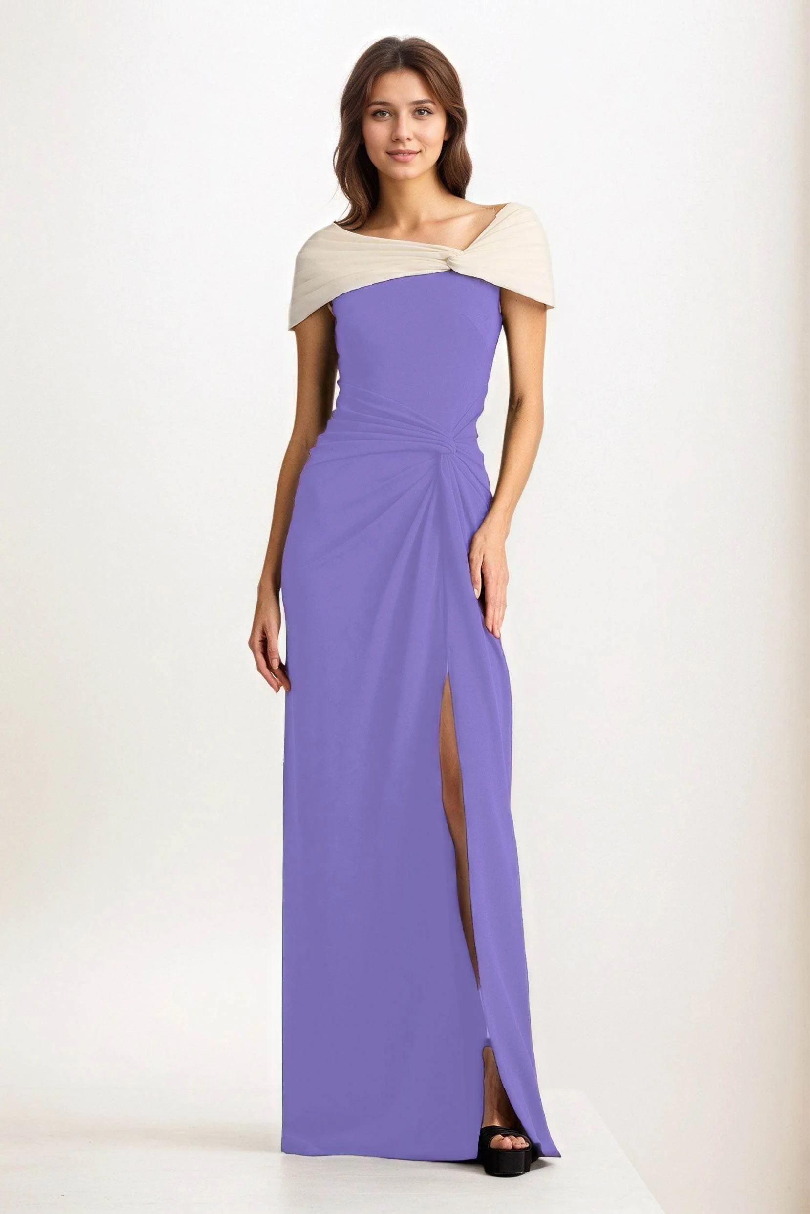 Sheath-Column Maxi Chiffon Wedding Guest Dress CG0279