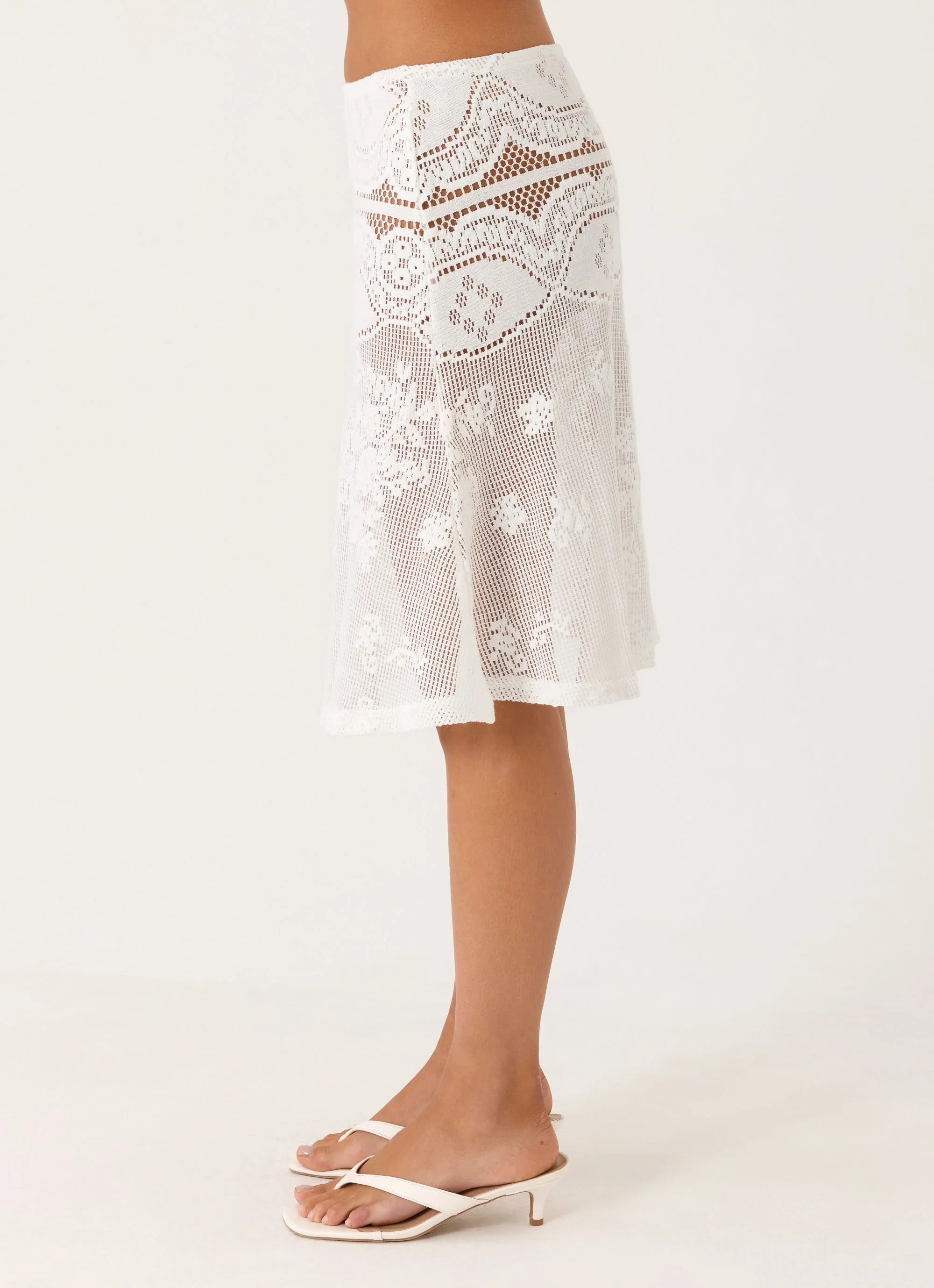 Yanna Midi Skirt White - luluinthesky