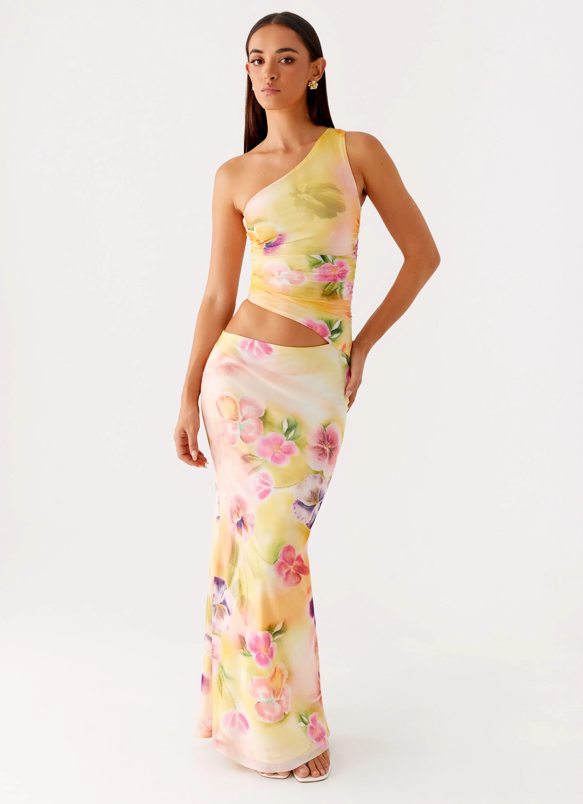 Seranella One Shoulder Maxi Dress - Sunburst Floral