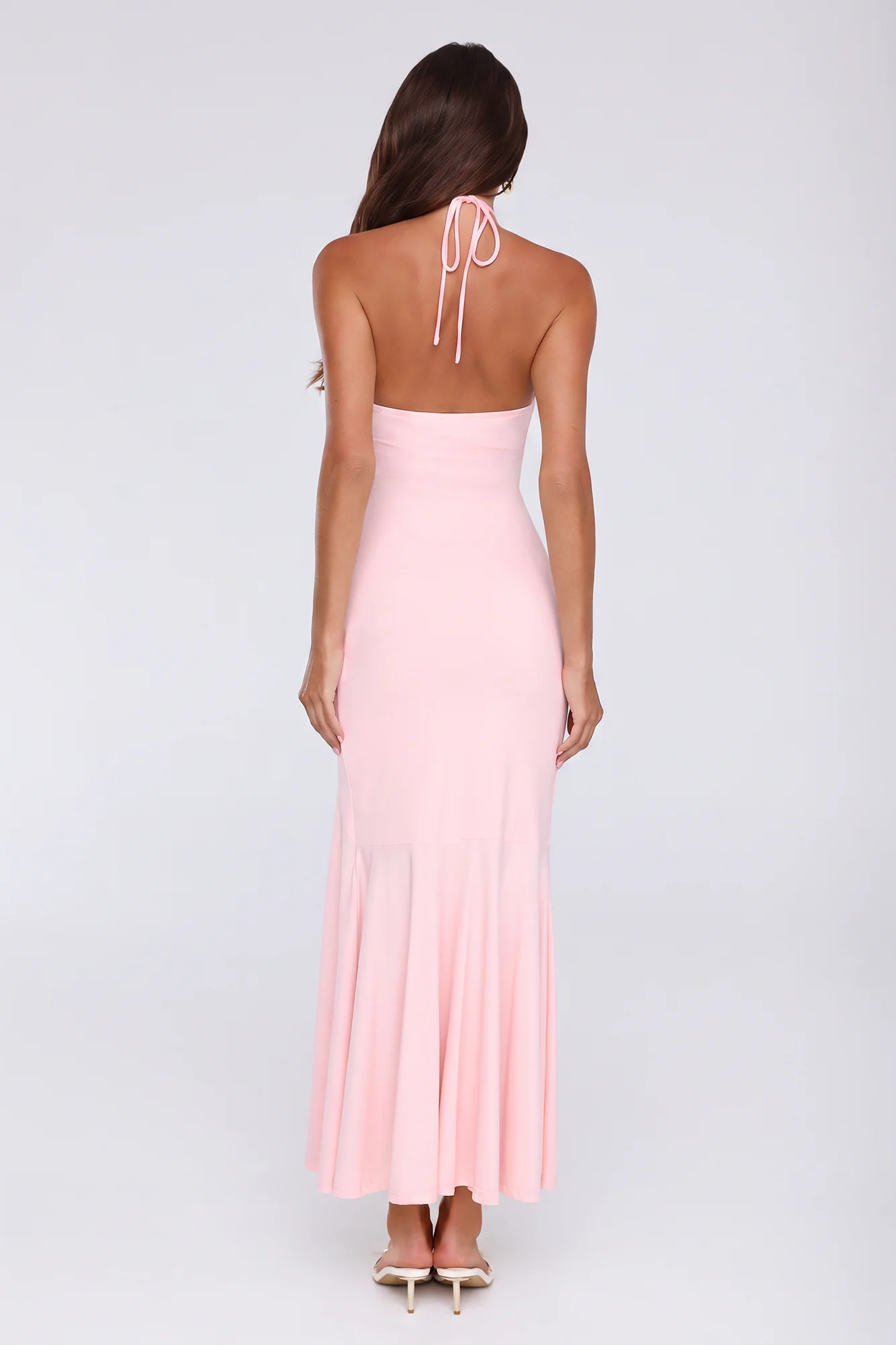 High Drama Halter Maxi Dress Pink