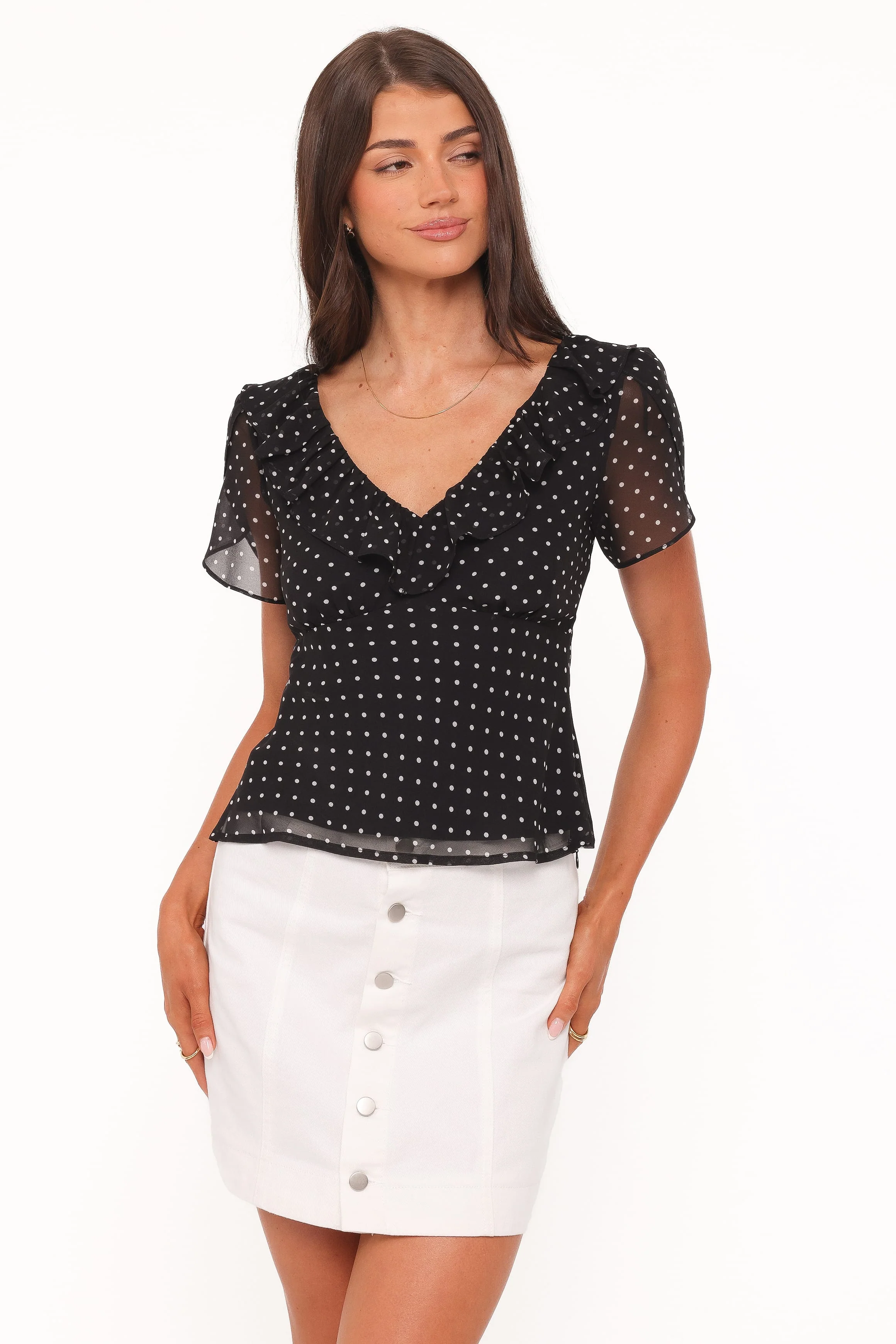 Dorado Top - Black/White Polkadot