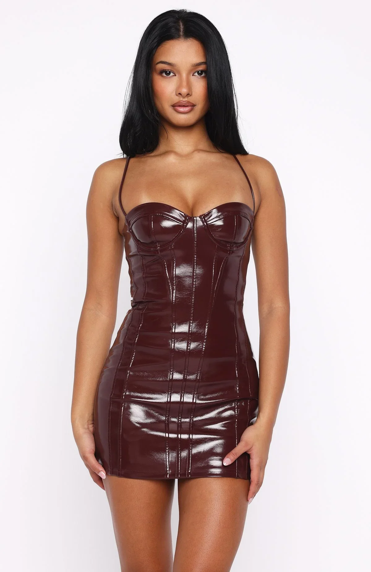 Front Row Freedom PU Mini Dress Dark Cherry