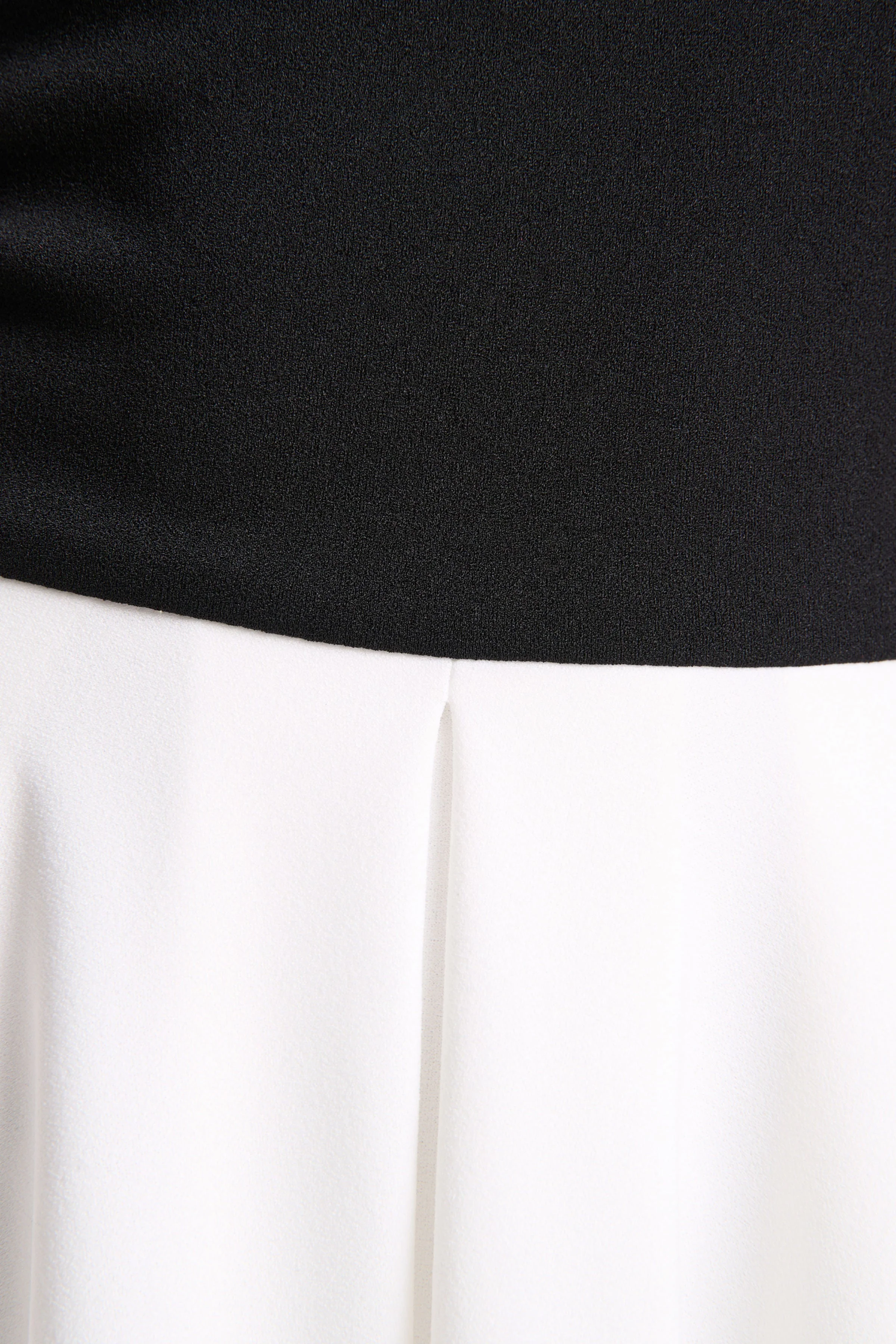 Frederica | Black And White Bardot-Neck Midi Dress