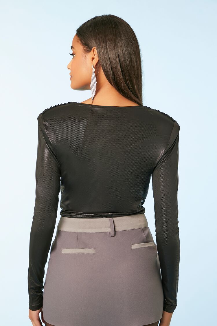 Metallic Knit V-Neck Top