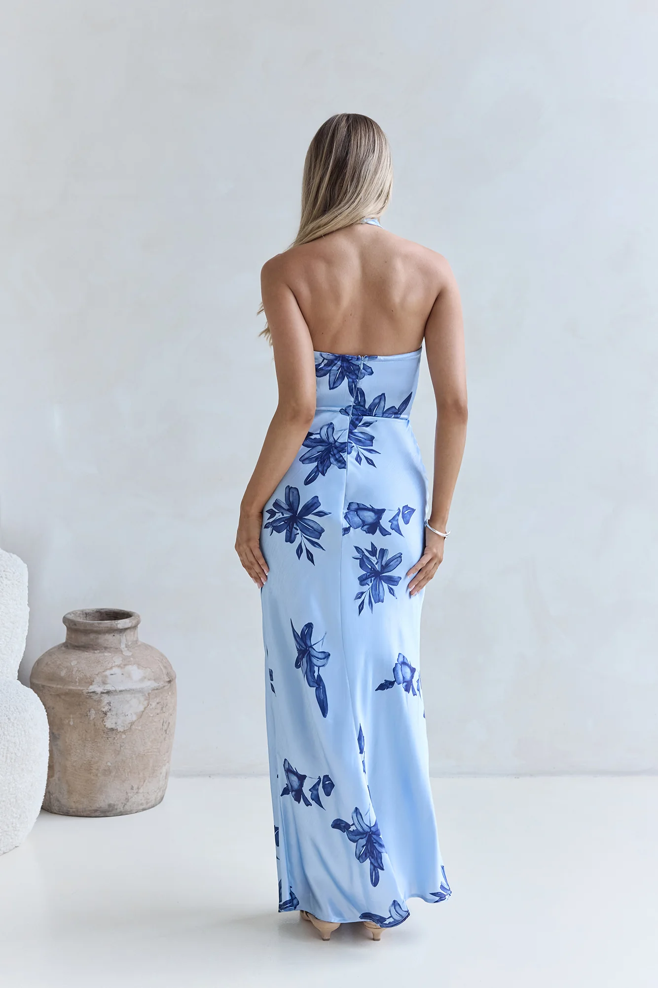 Lovers In Bloom Halter Maxi Dress Blue