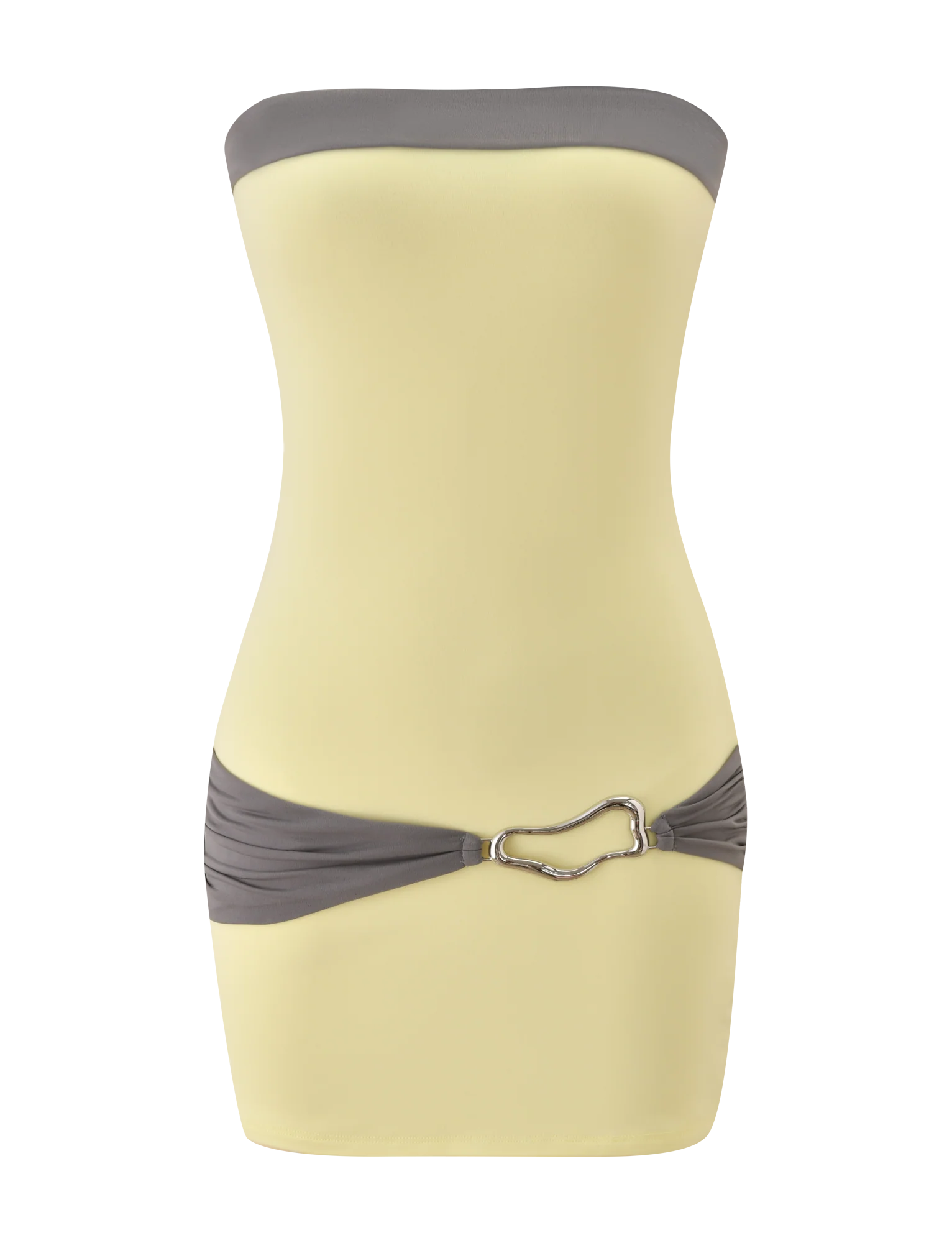 Eos Mini Dress - Butter Yellow And Grey