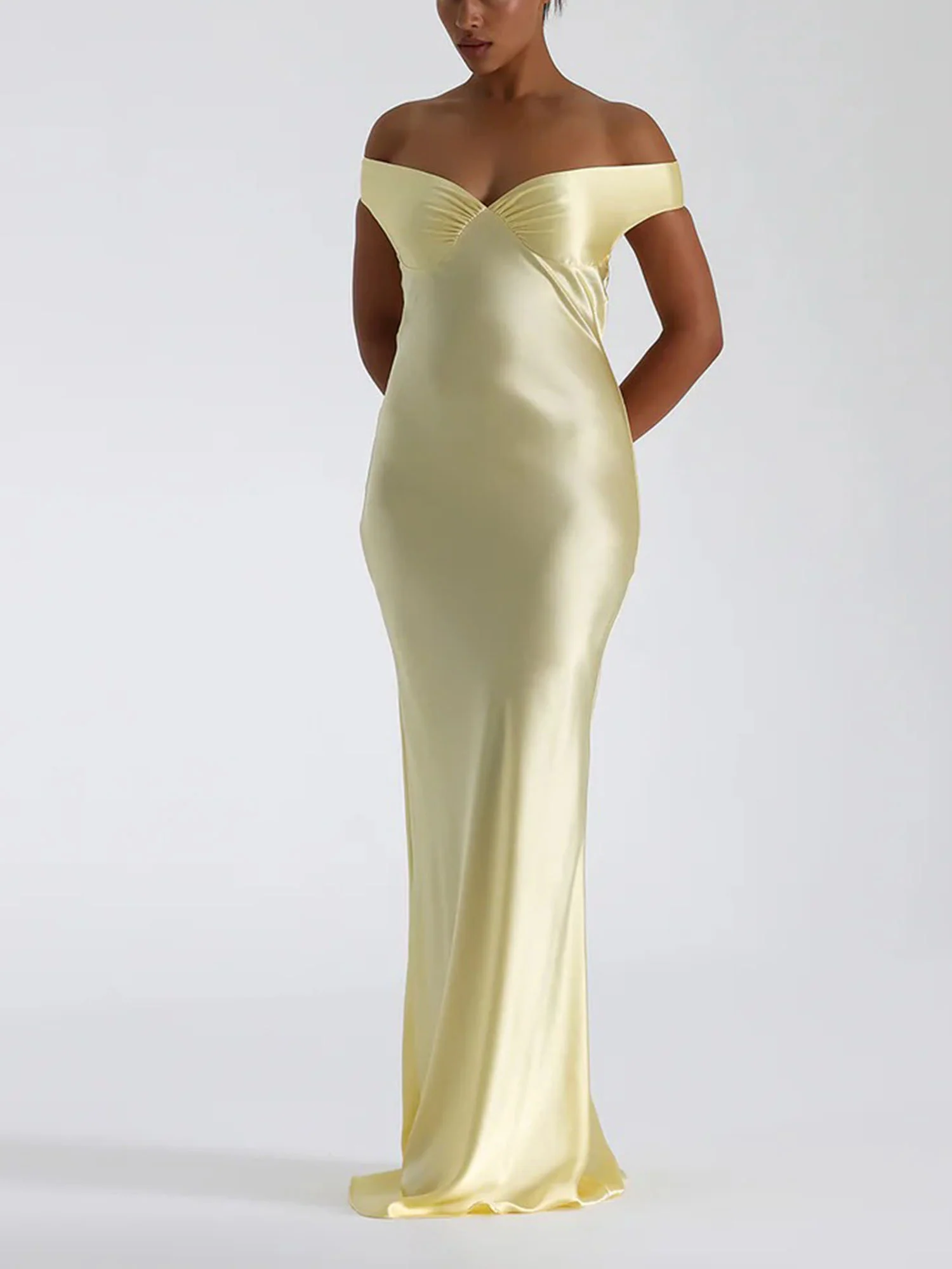 Yellow Off-Shoulder Maxi Dress