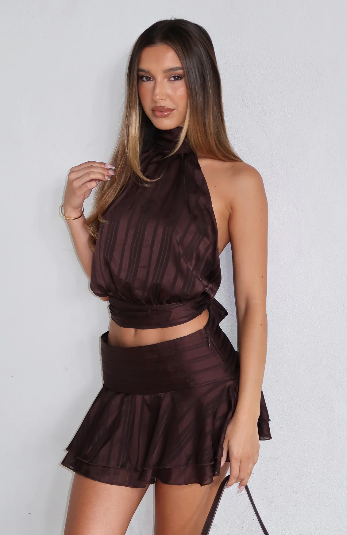 Brightened My Day Halter Top Chocolate - luluinthesky