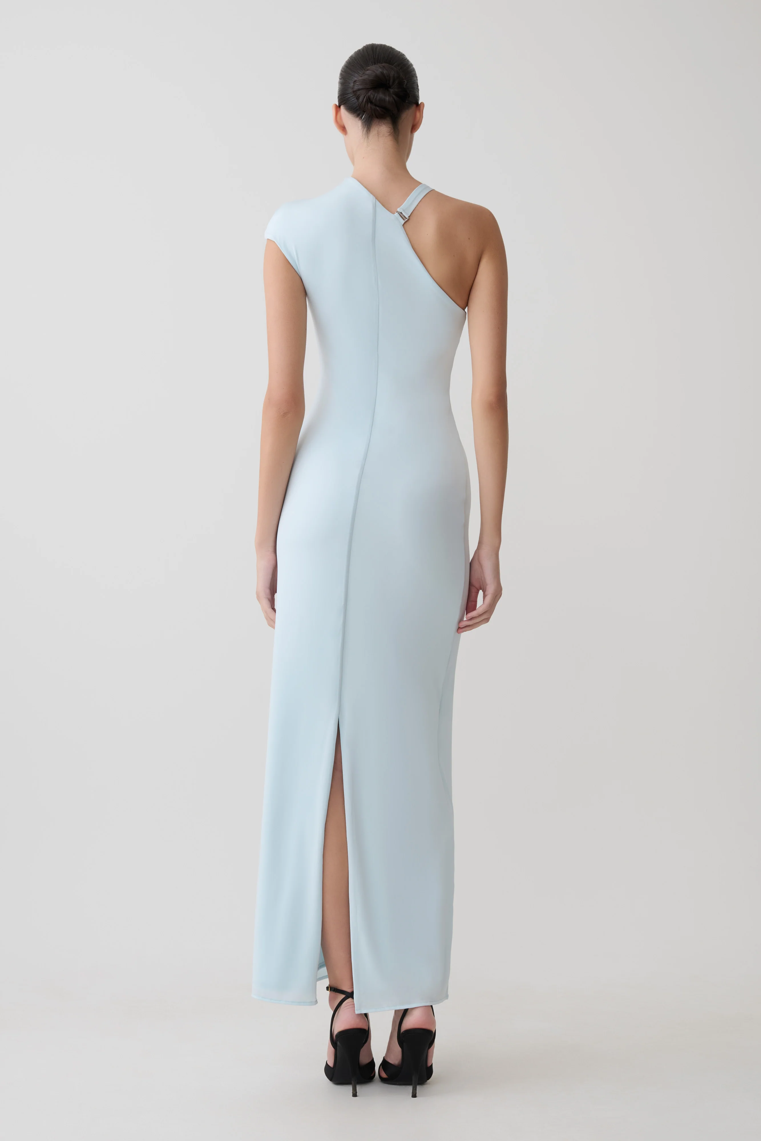 Oden Slinky Maxi Dress With Hardware - Sky Blue