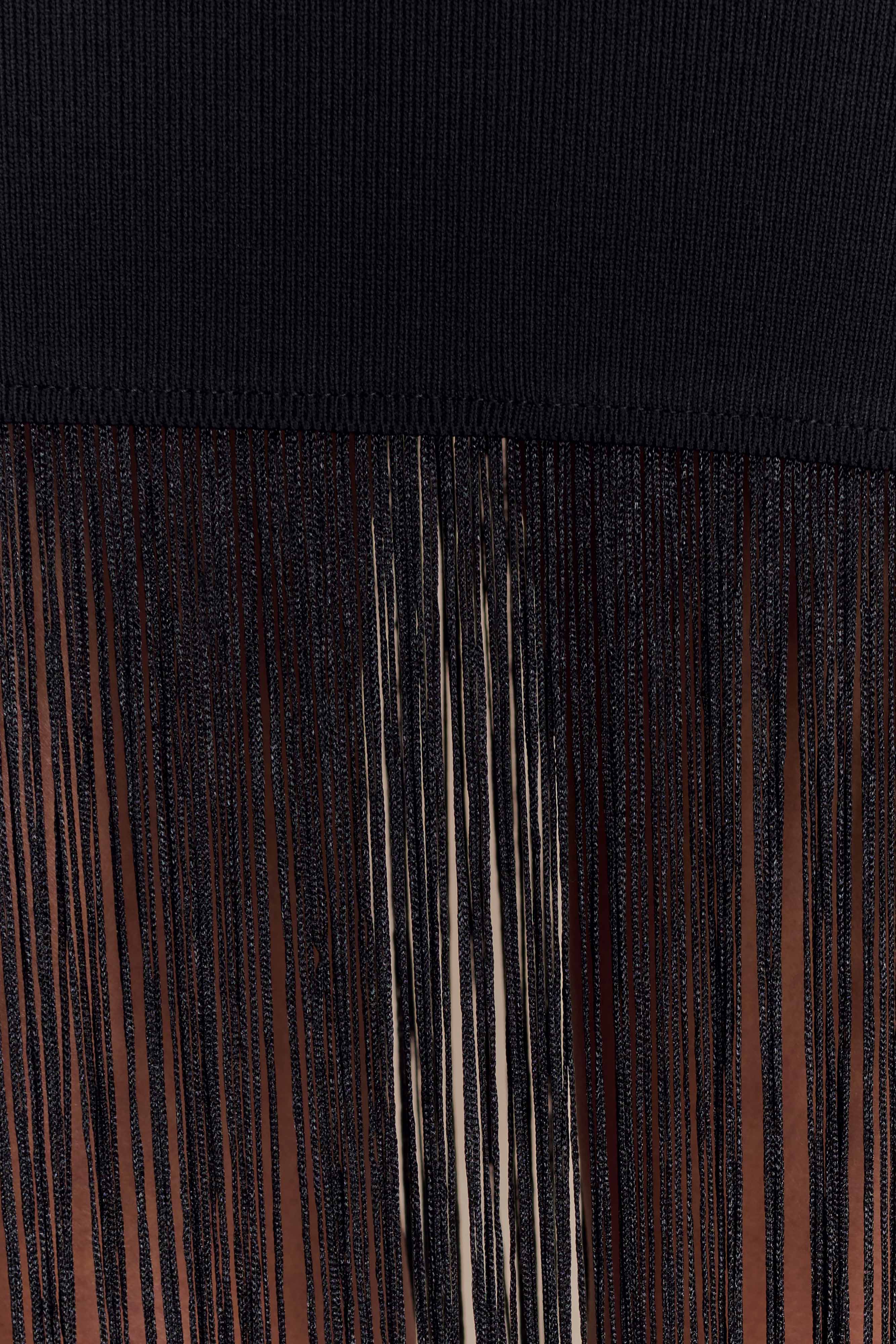 Koah Fringe Bandage Knit Maxi Dress - Black - luluinthesky