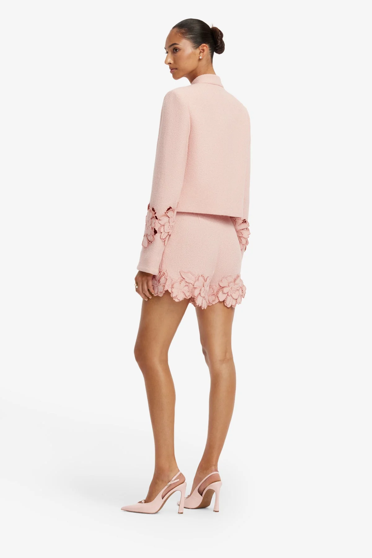 Blythe Appliqué Tweed Jacket - Dusty Pink