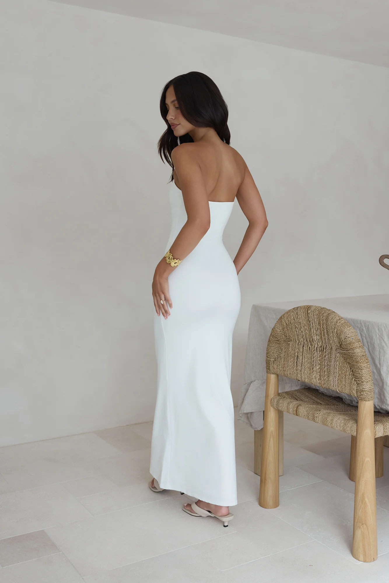Sandy Stars Strapless Maxi Dress White - luluinthesky