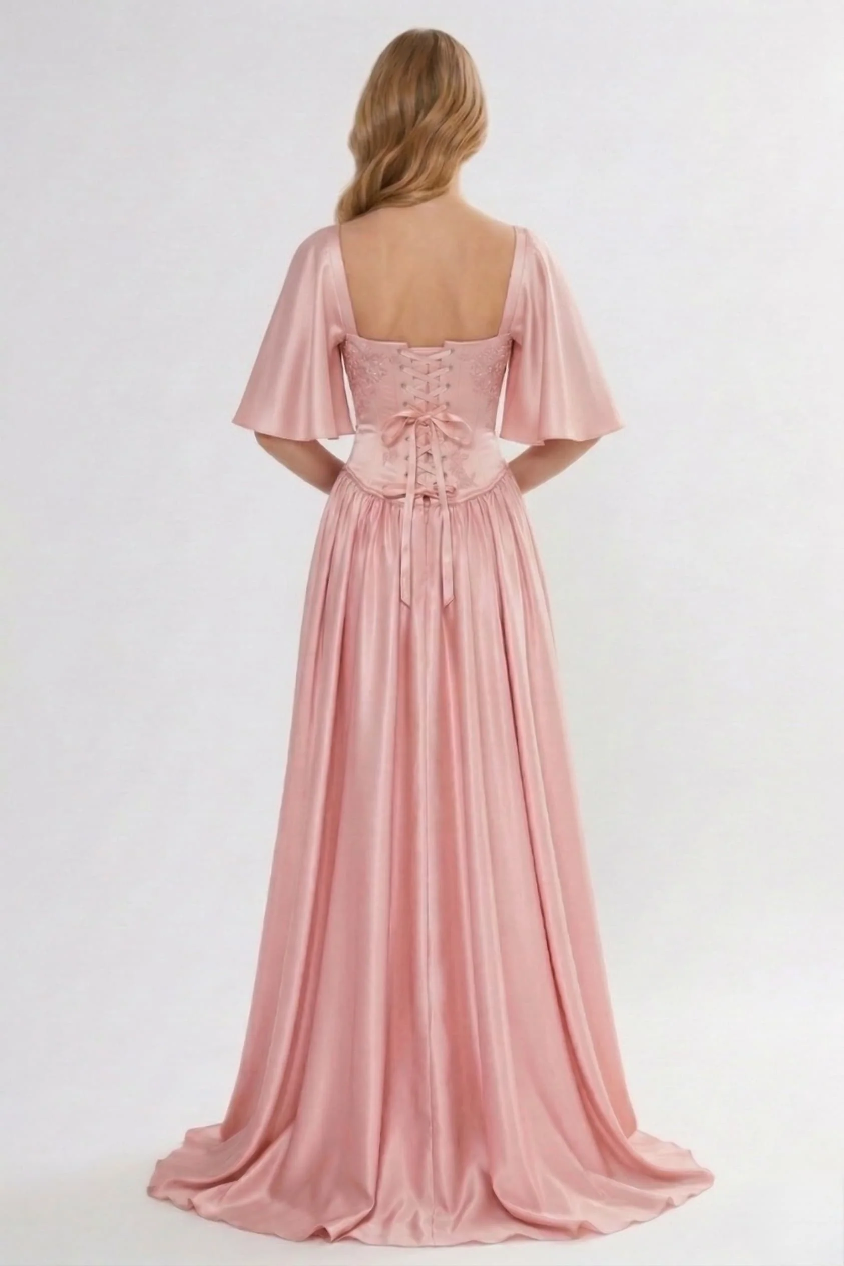 A-Line Floor Length Soft Satin Wedding Guest Dress CG0316
