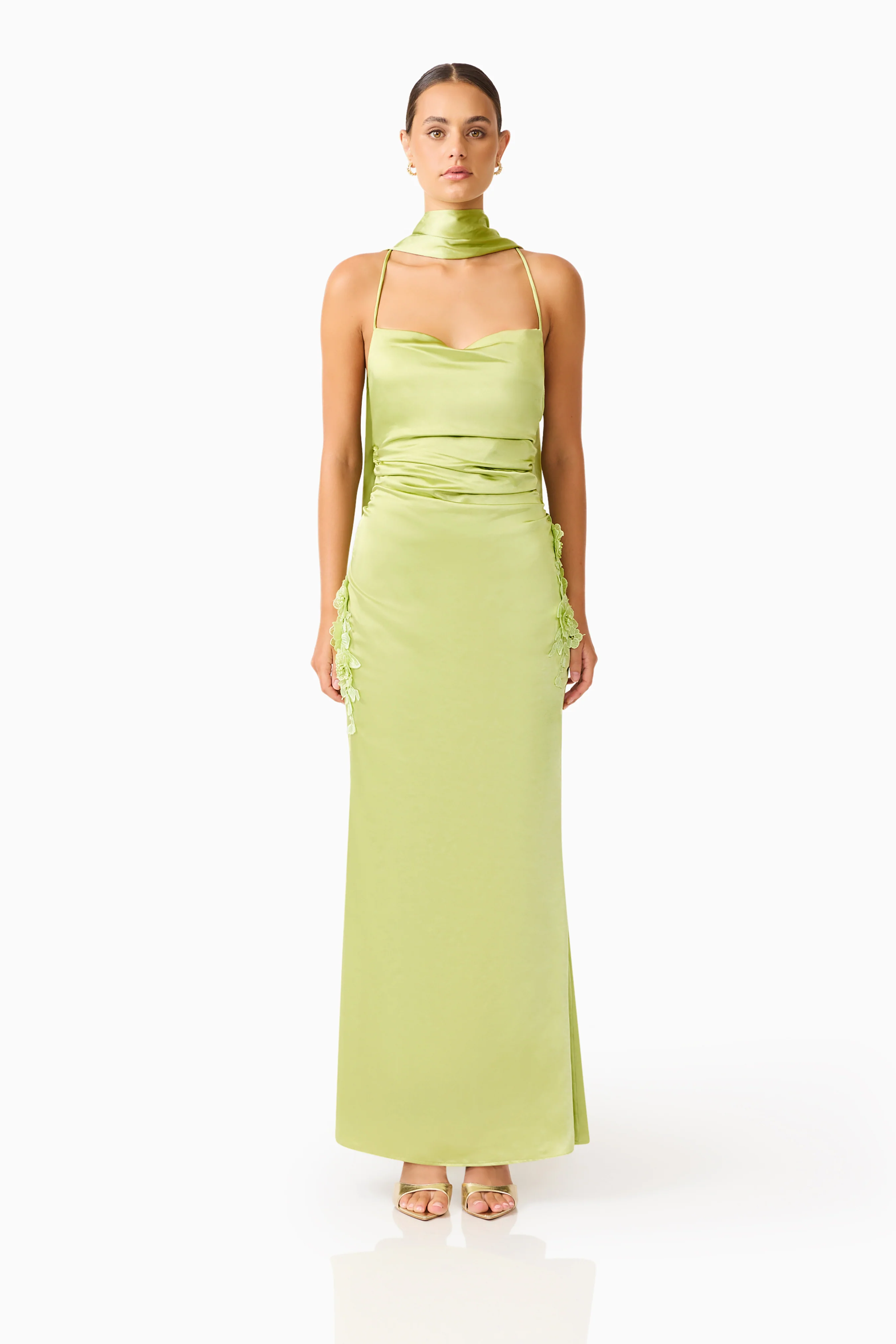 Florea Scarf Gown in Pistachio Green