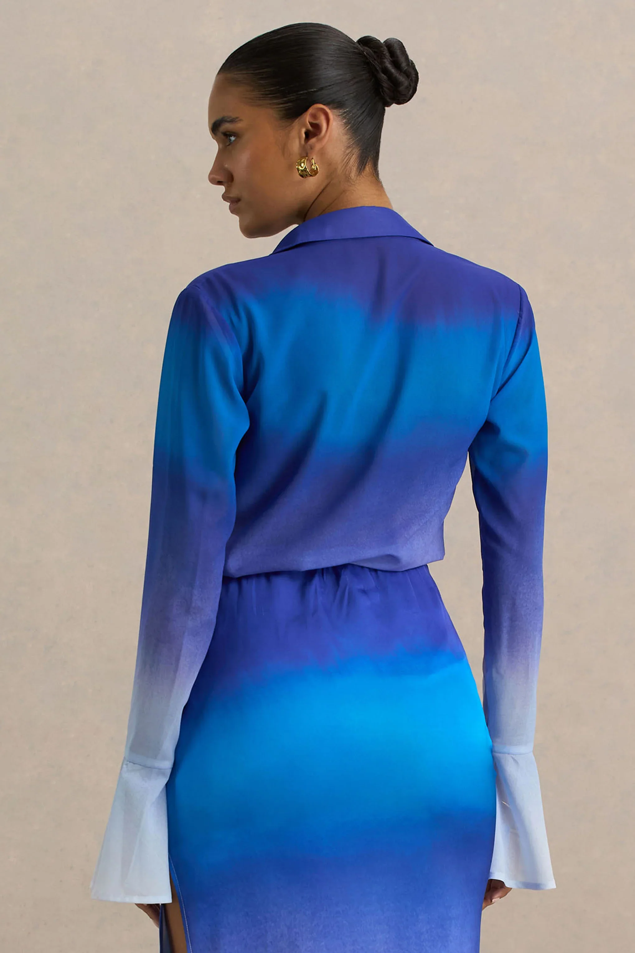 Tahiti | Blue Ombre Flared-Sleeve Shirt