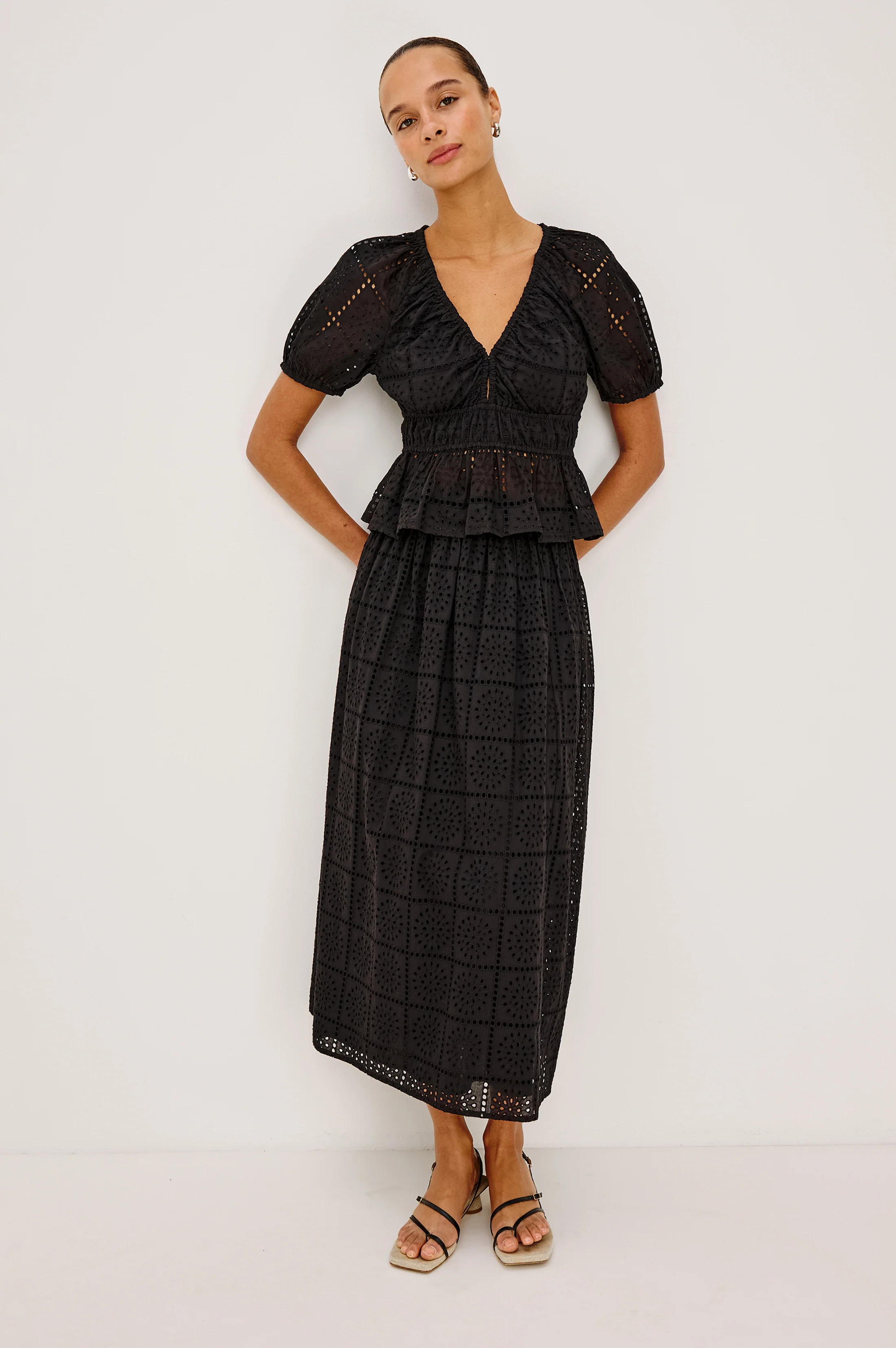 Argenta Top - Black Grid Embroidery