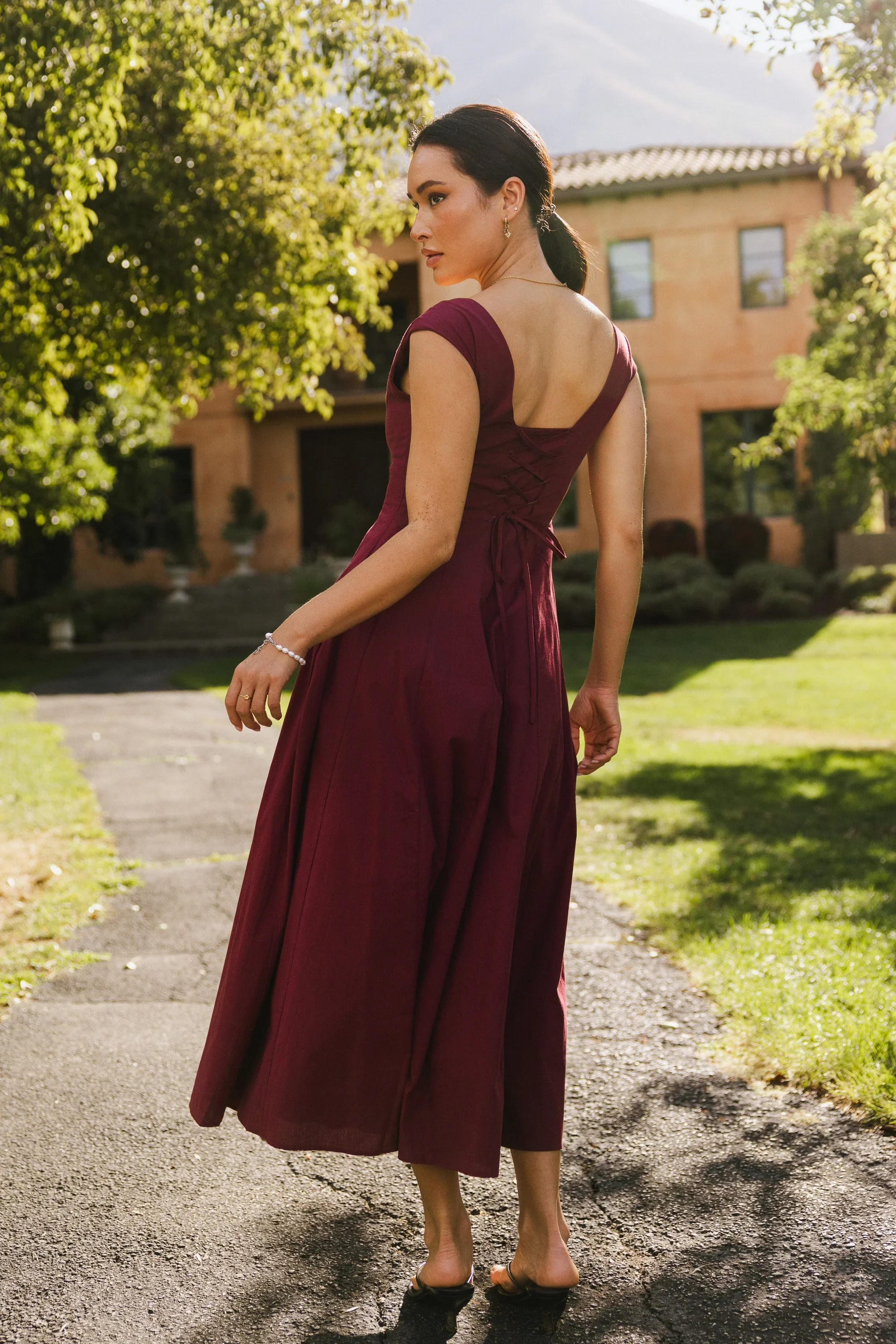 Colin Midi Dress in Burgundy