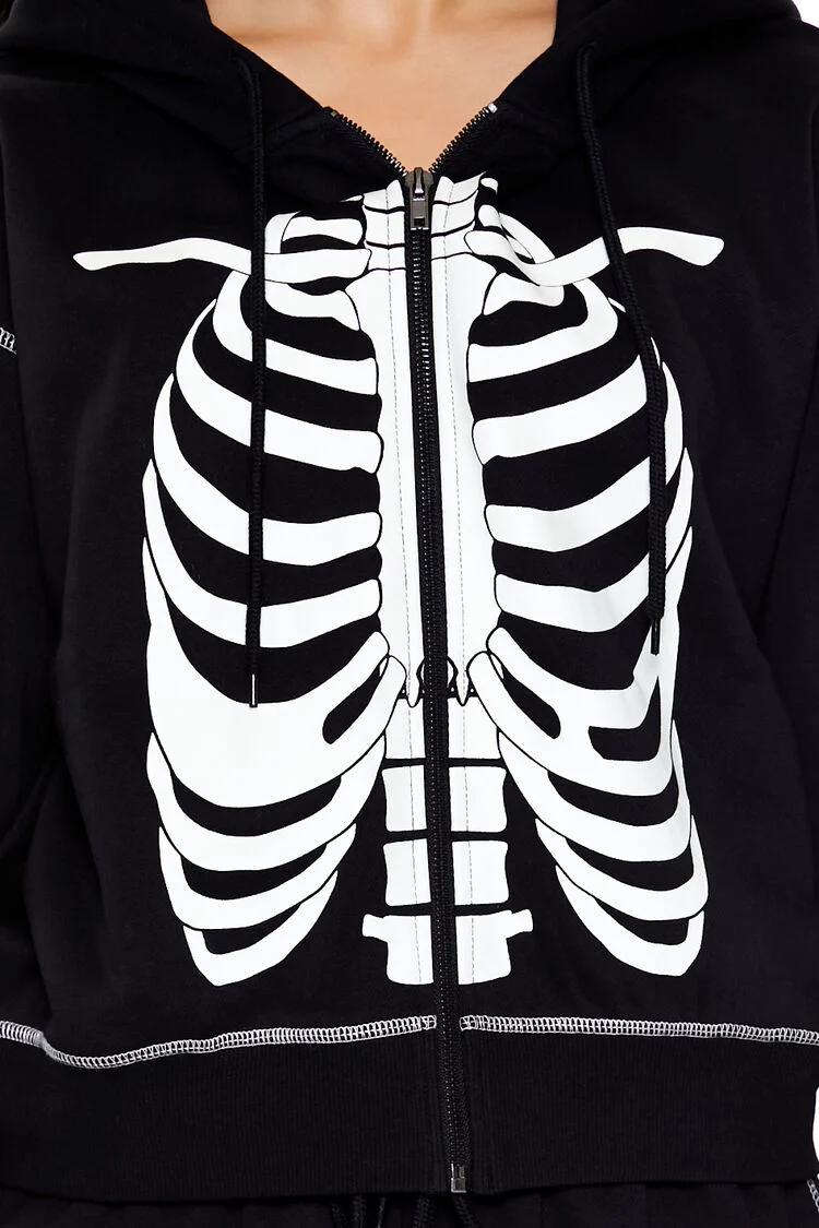 Skeleton Graphic Zip-Up Hoodie