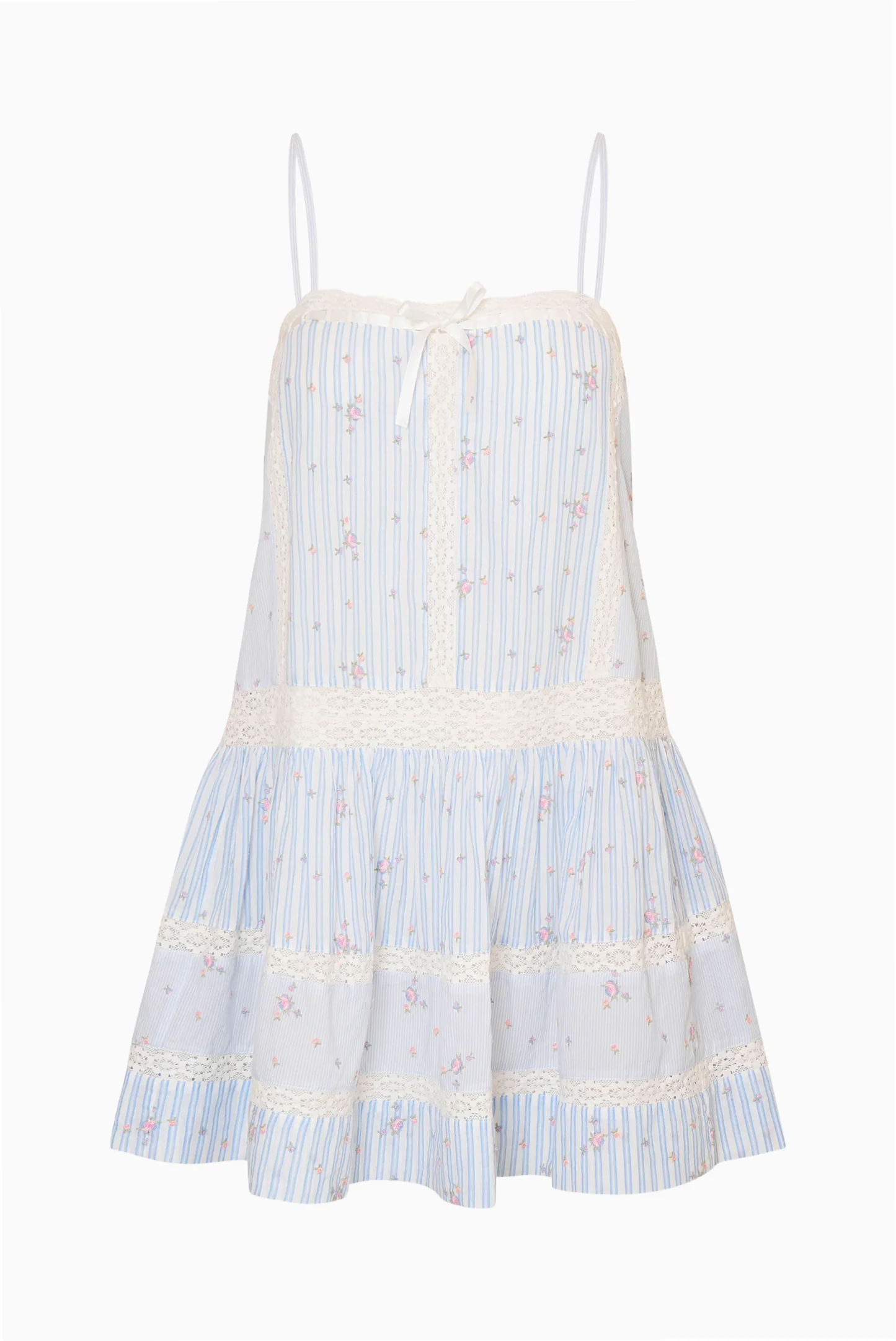Vionett Cotton Floral Stripe Mini Dress