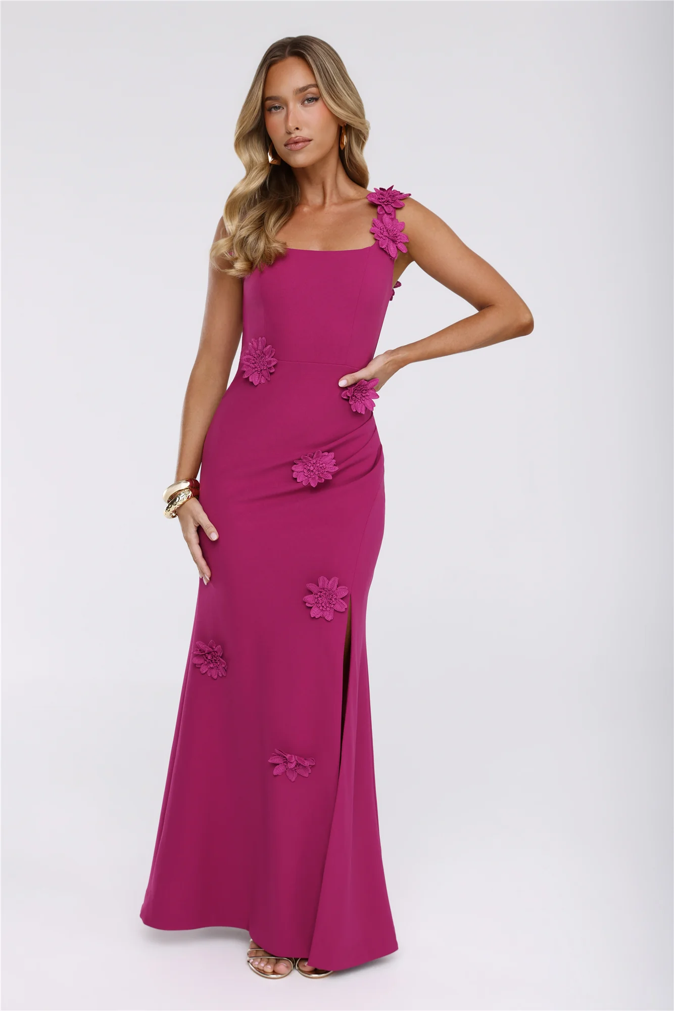 Moonlight Veil Maxi Dress Dark Pink