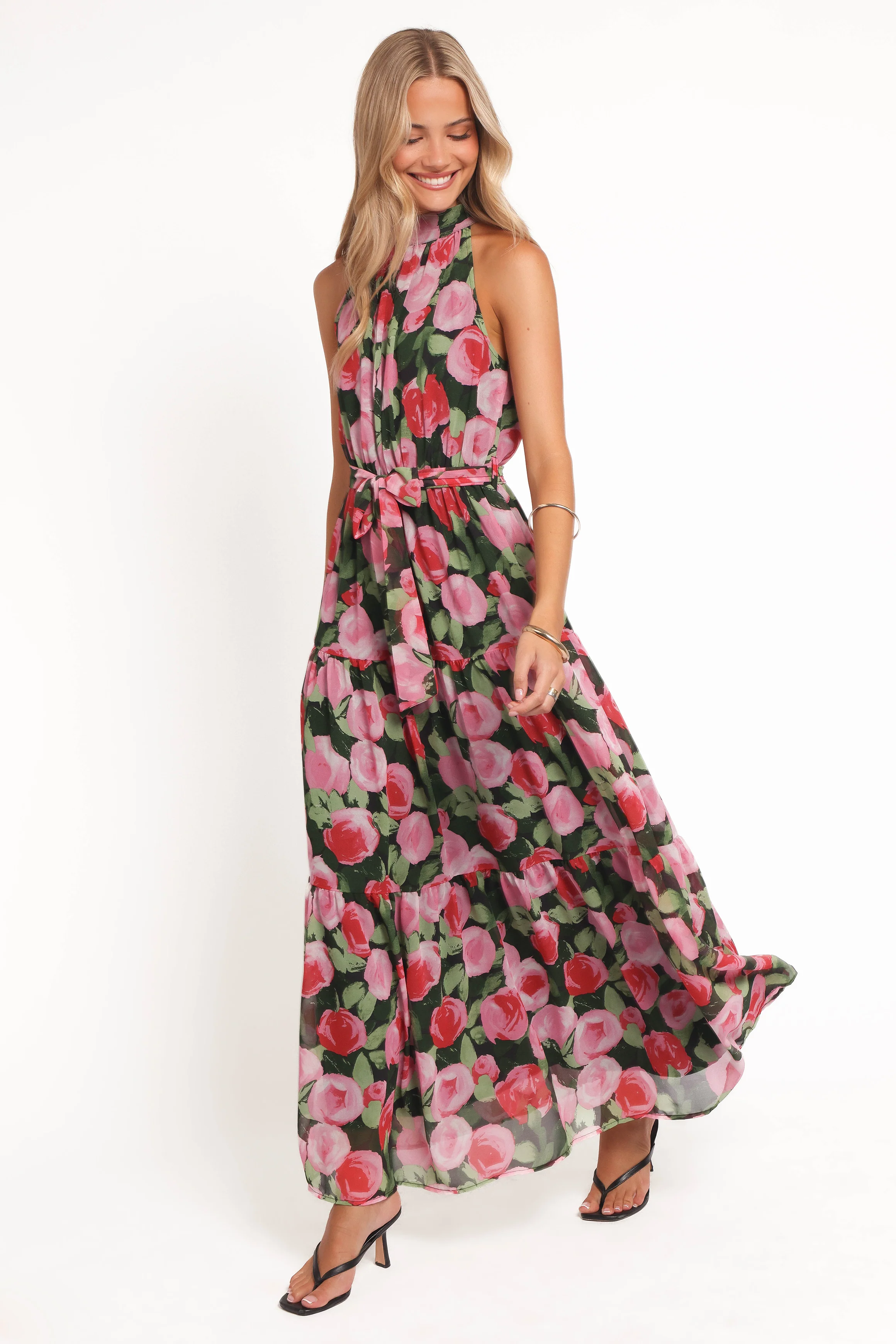 Caroline Maxi Halter Dress - Black Floral