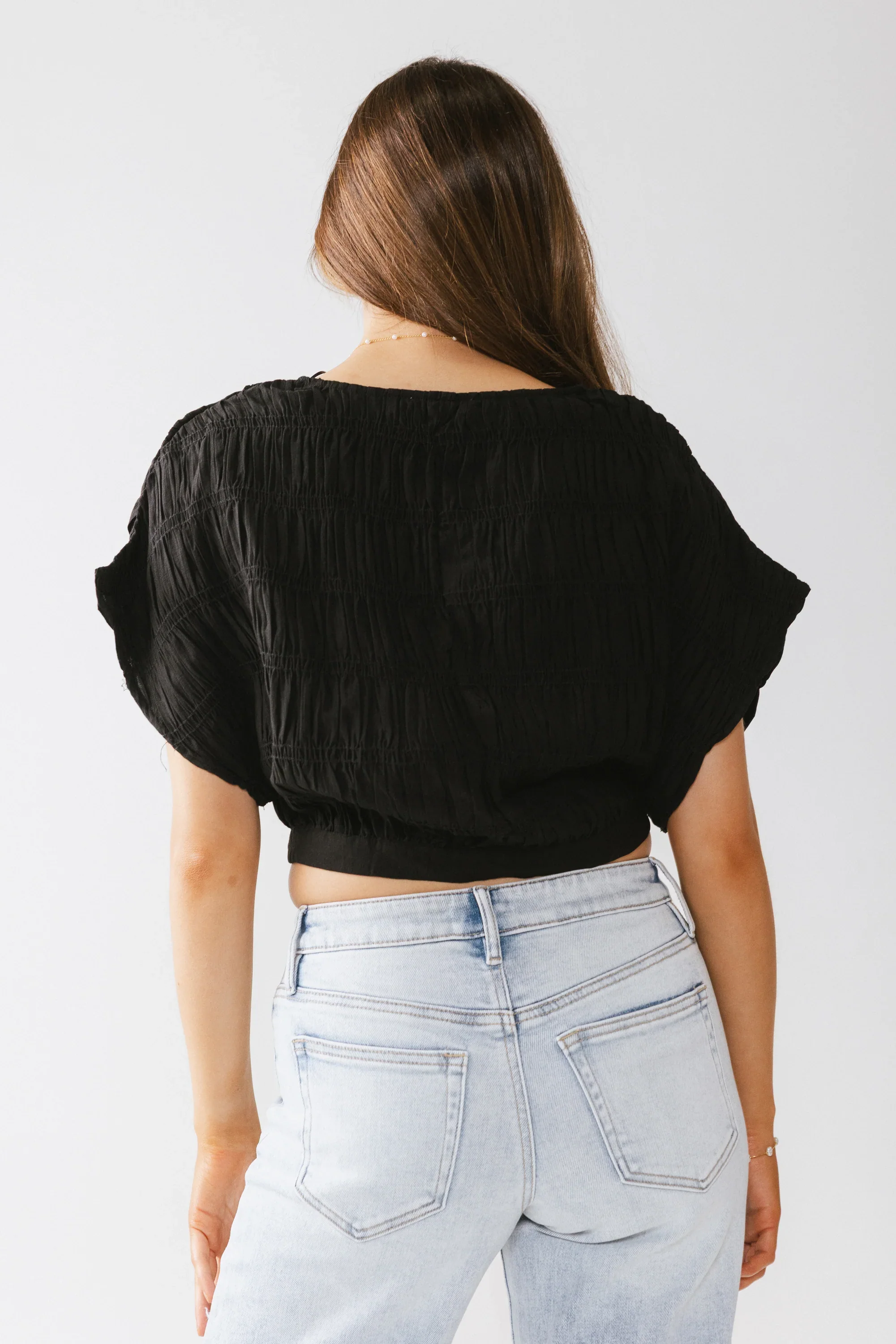 Alma Smocked Blouse in Black