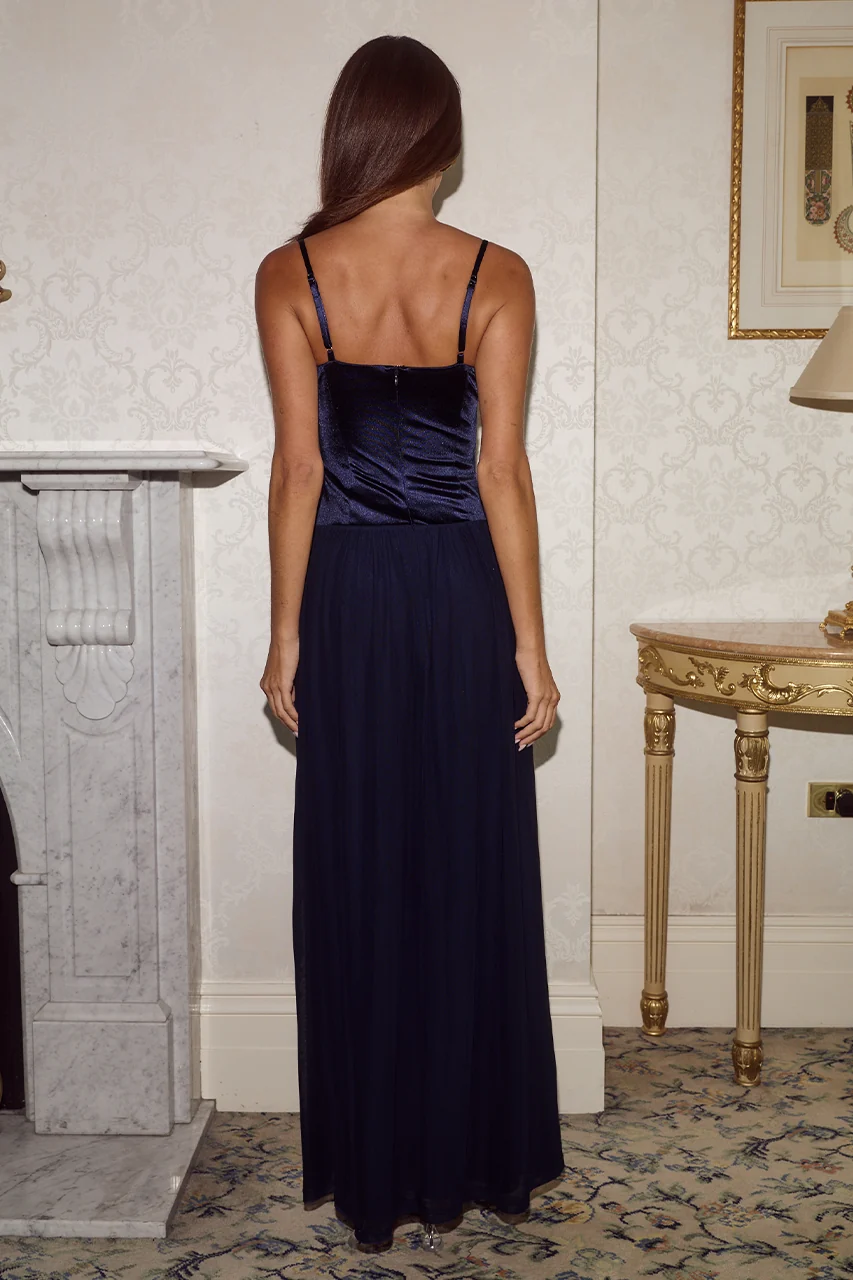 BRIELLE STRUCTURED MAXI DRESS - NAVY