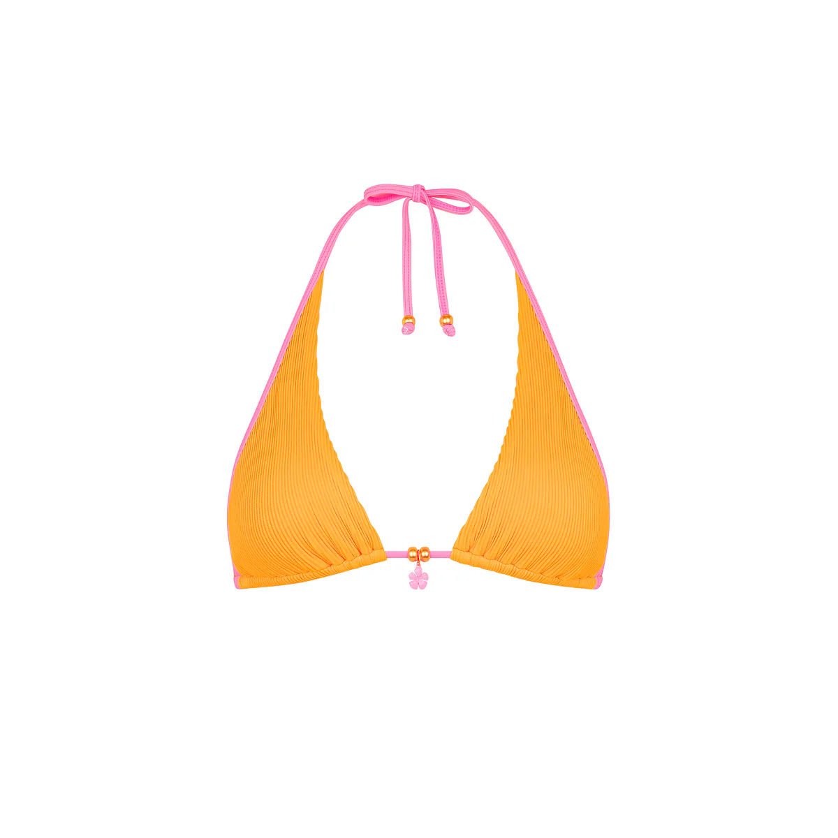 Bind Tie Halter Bikini Top - Peach Pop