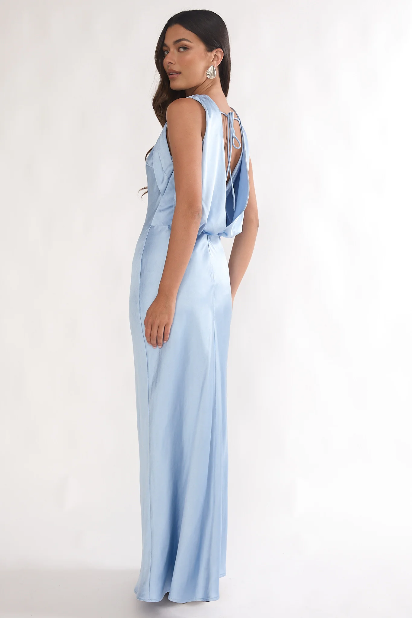Levinia Draped Back Maxi Dress Blue - luluinthesky