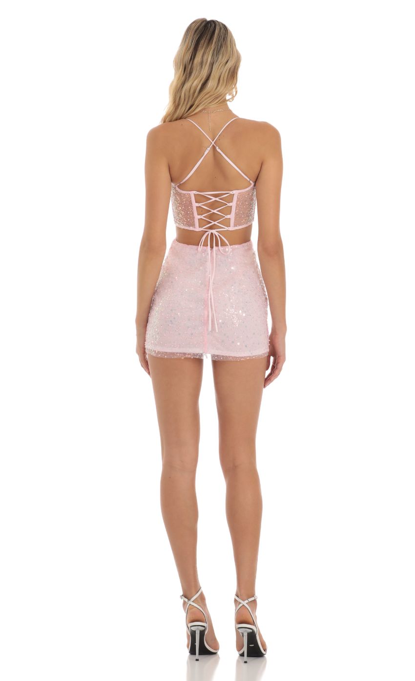 Sequin Corset Dress in Pink