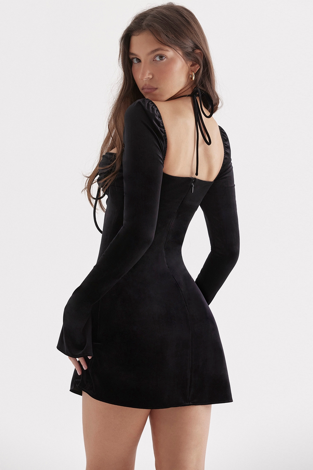 Black Velvet Halter Mini Dress