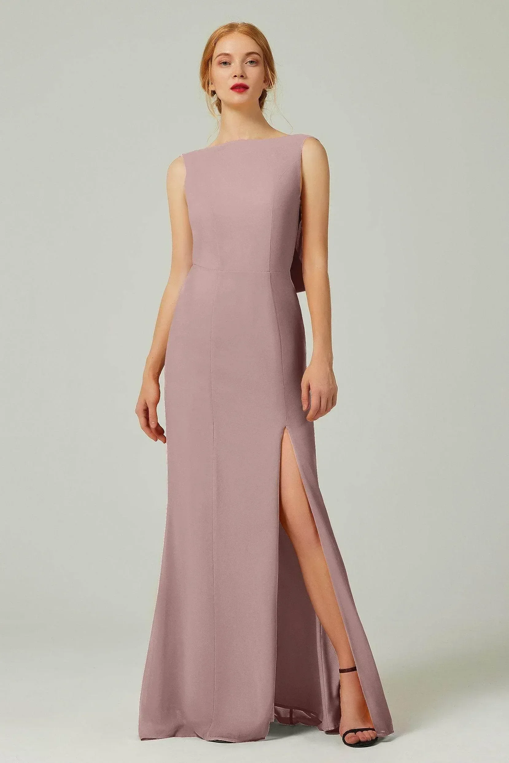 Sheath-Column Sweep-Brush Chiffon Bridesmaid Dress Formal Dresses CB0310