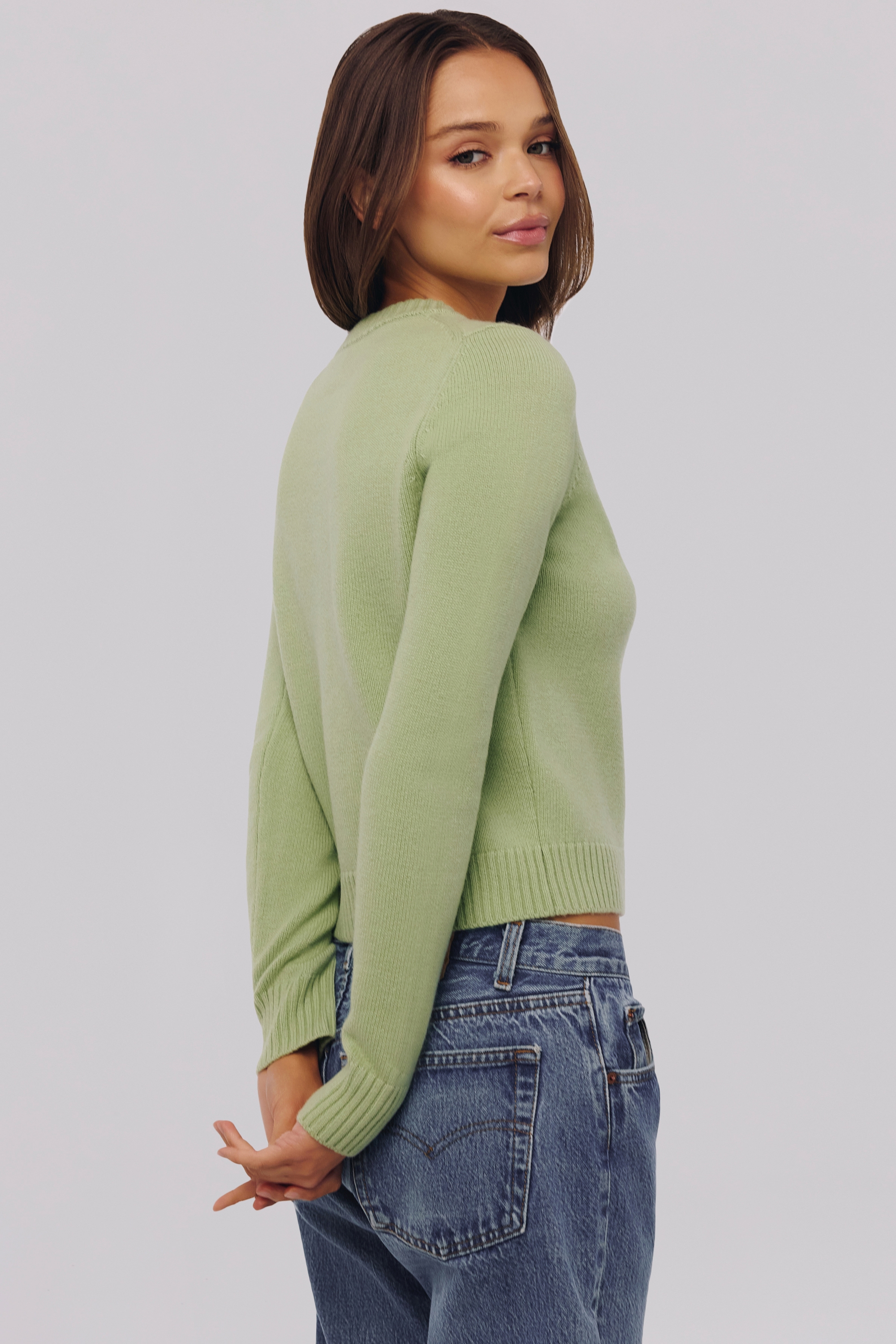 matcha cashmere + merino wool cardigan