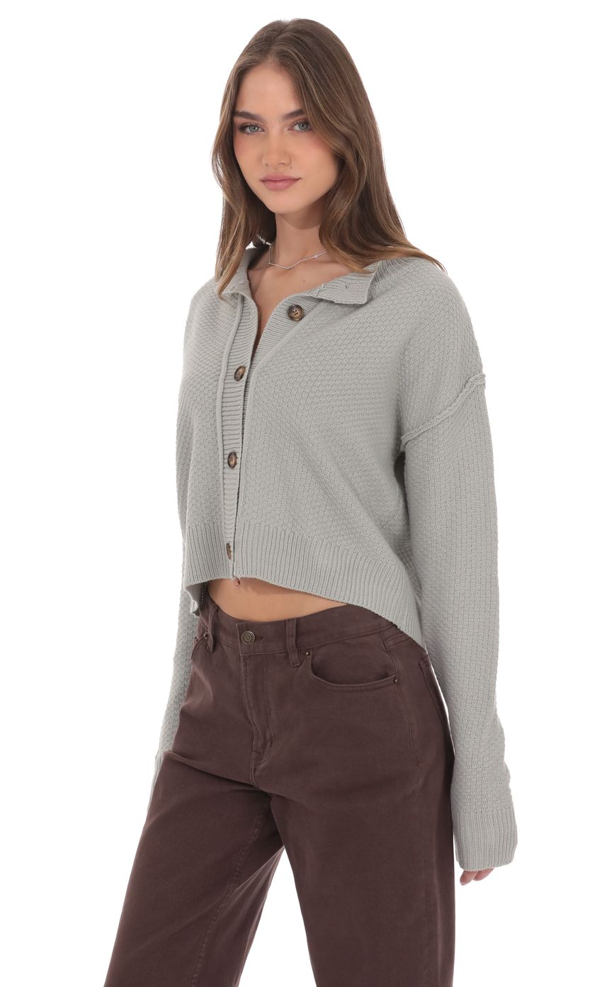 Cable Knit Cardigan in Gray