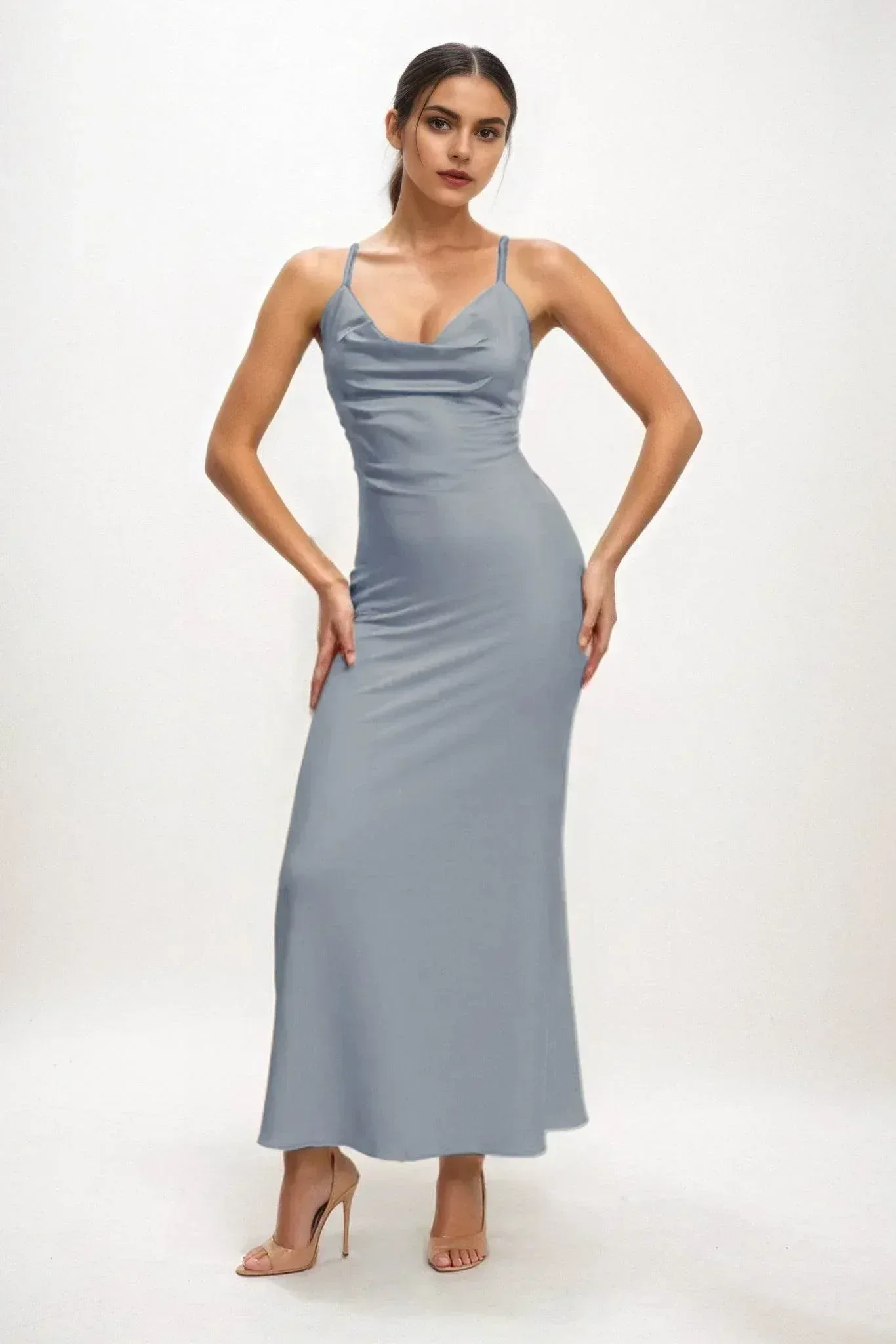 Sheath-Column Midi Luxe Satin Dress CB0831CS