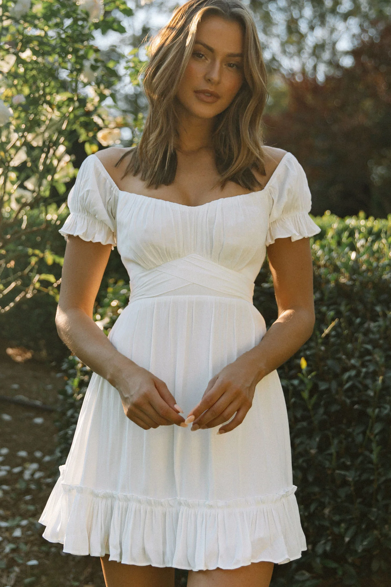 Linka Off-Shoulder Tie Back Dress White