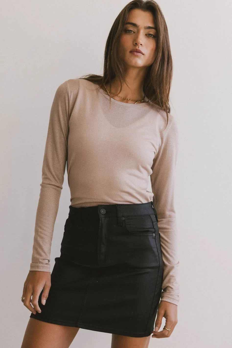 Della Shimmer Top in Mauve