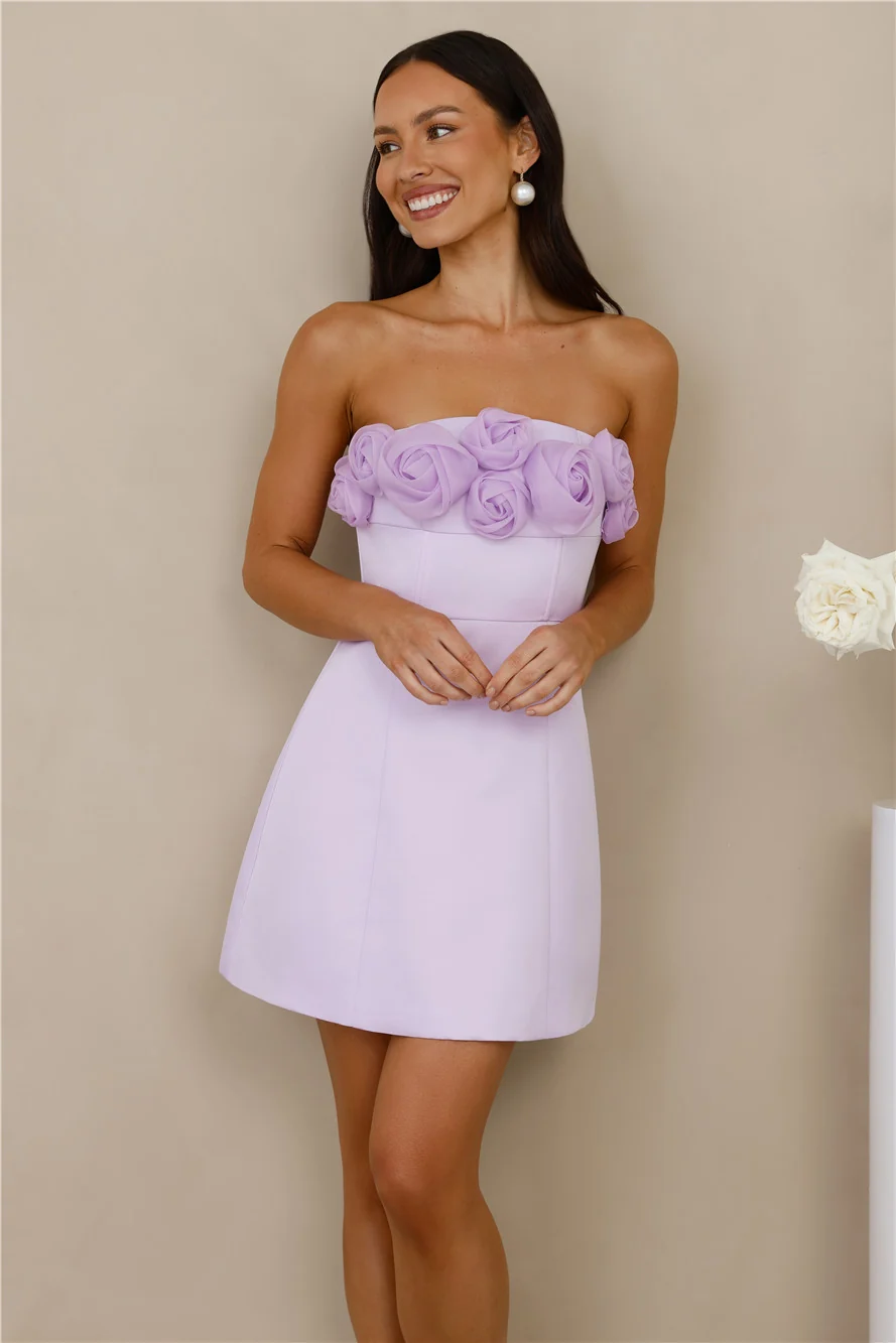 Wild Rose Affair Strapless Mini Dress Lilac