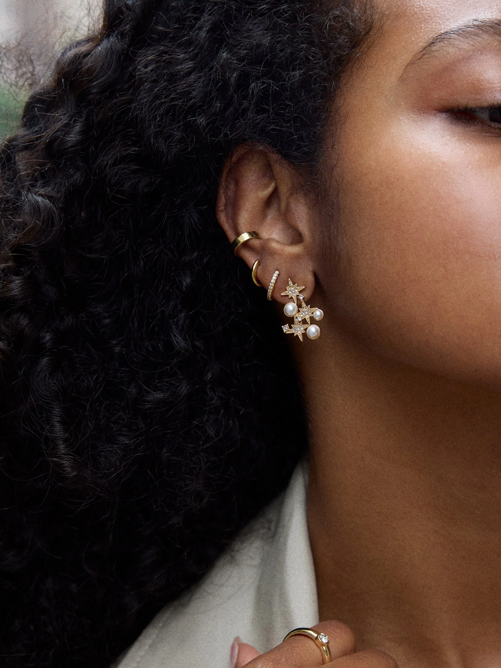 Nora Crystal Earrings - Gold/Pavé