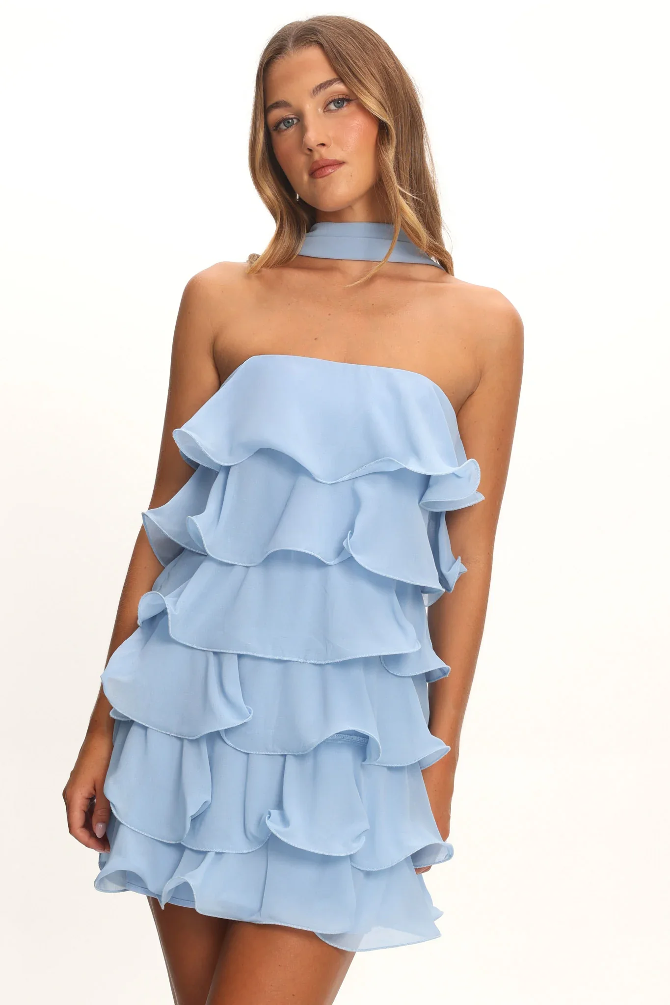 Love Note Strapless Layered Mini Dress Blue - luluinthesky