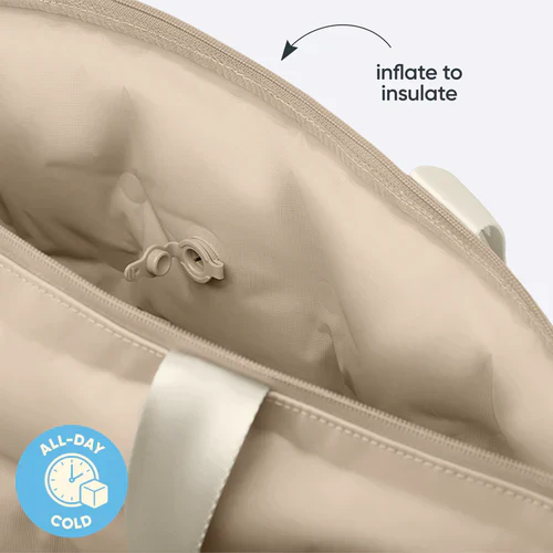 Owala The Cloud Inflatable insulation. Packs flat. 16L capacity Beige Babe