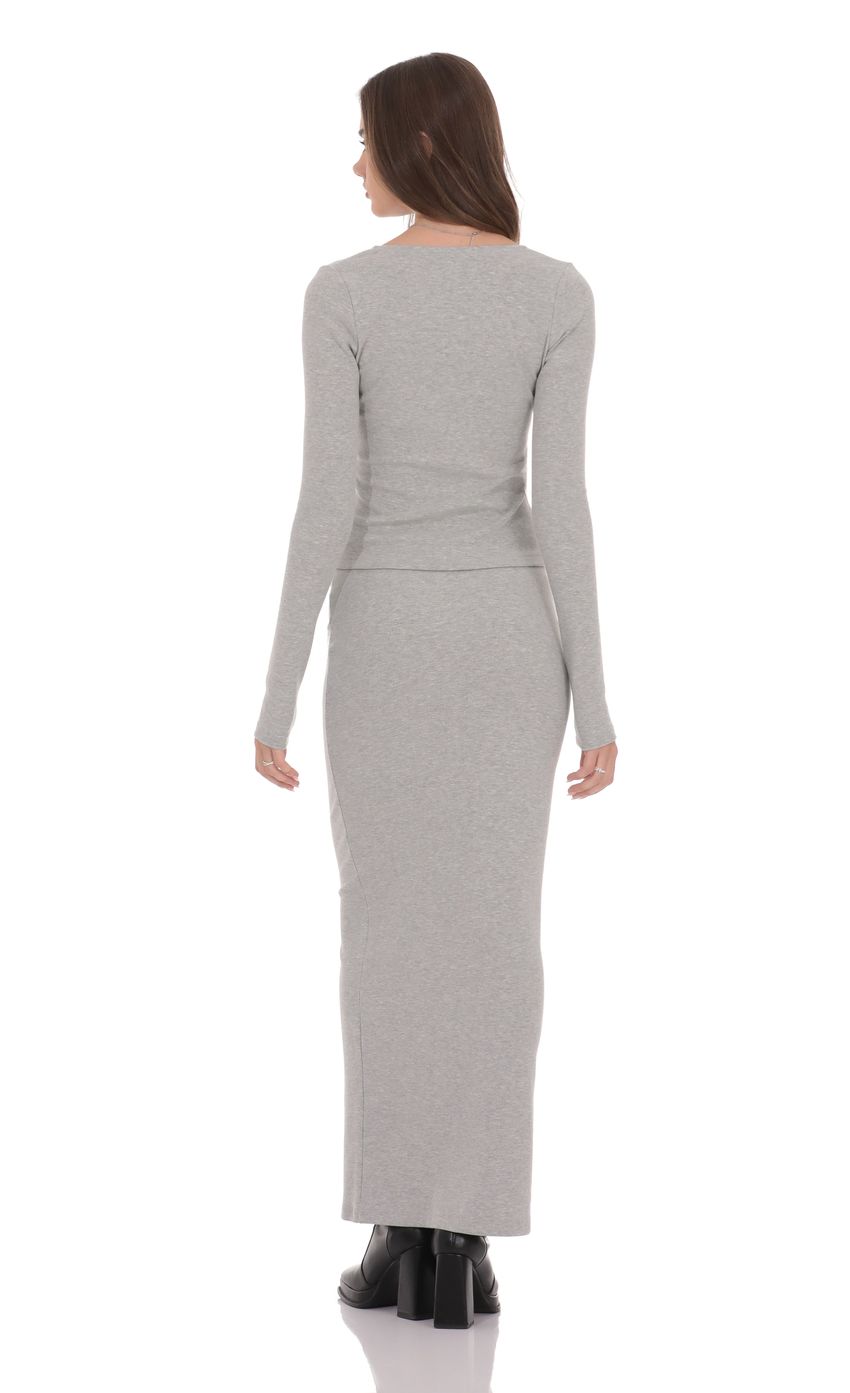 Ribbed Maxi Skirt in Grey