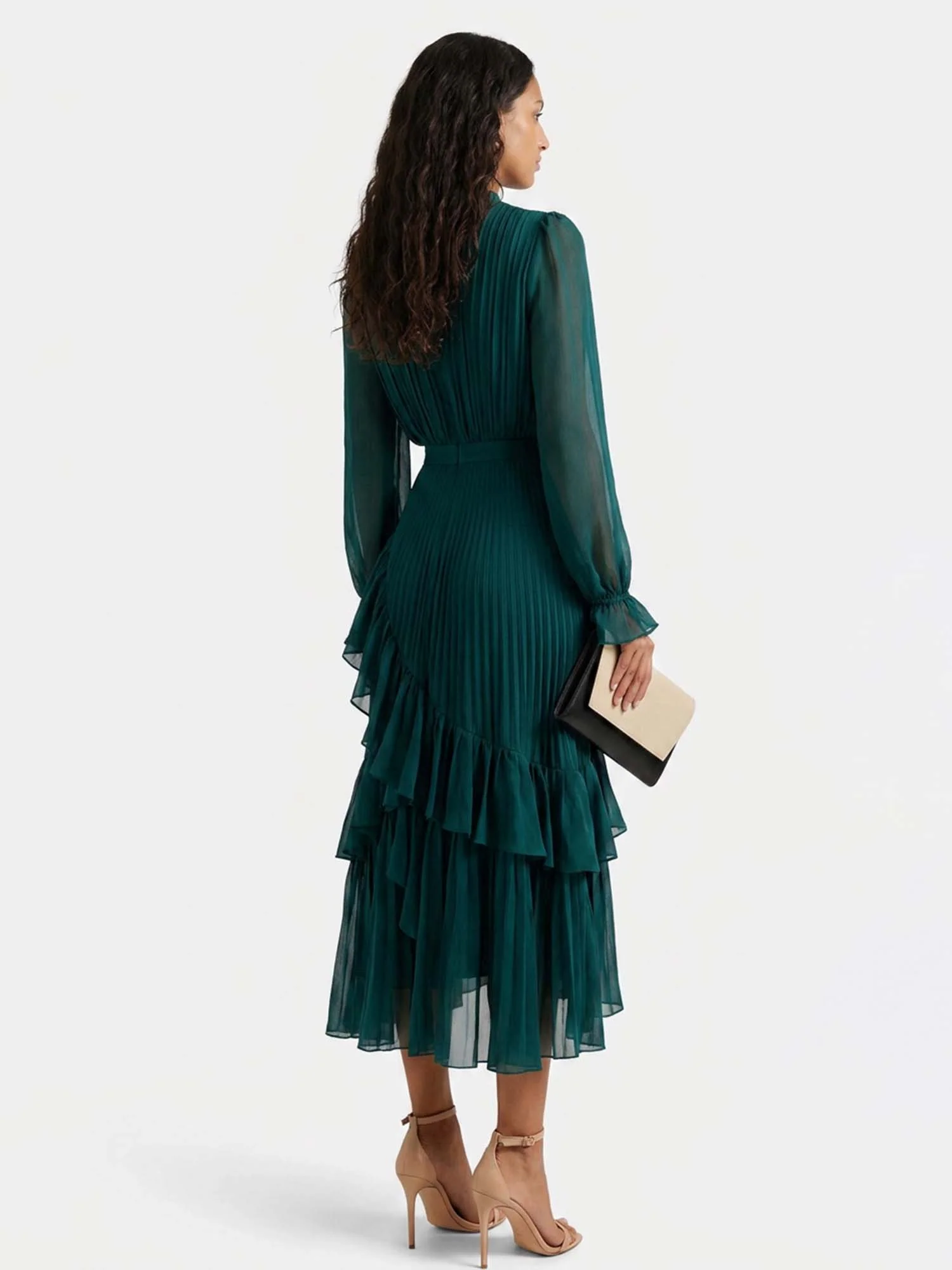 Teal Cascade Midi Dress