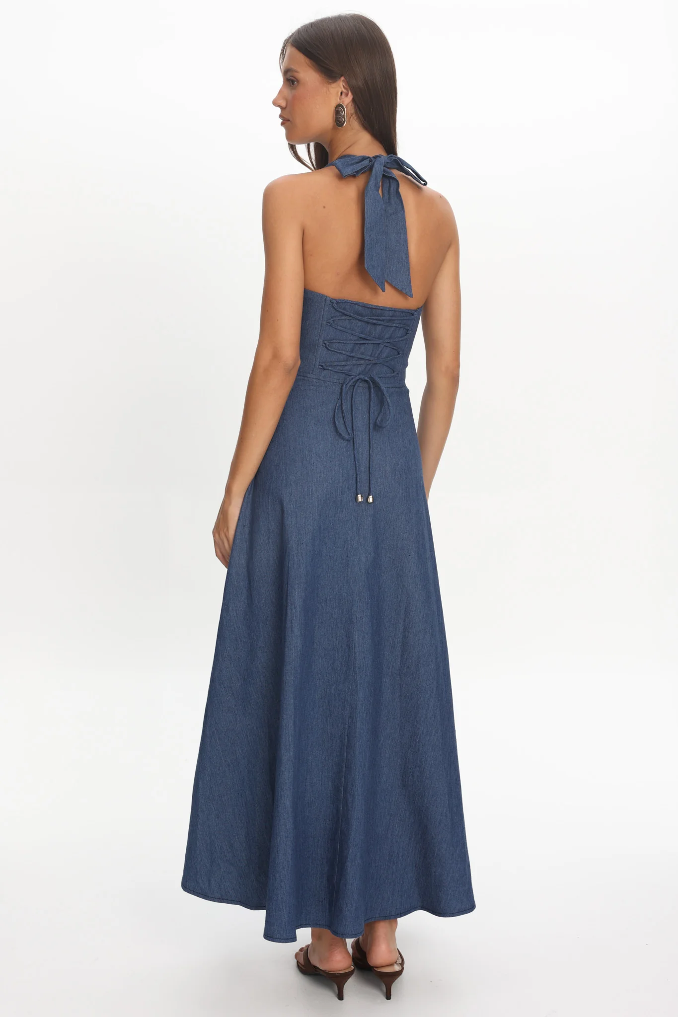 Riga Halterneck Maxi Dress Light Blue