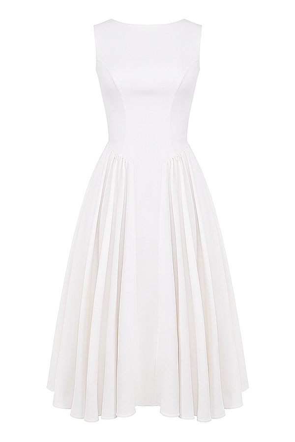 White Twill Midi Sundress