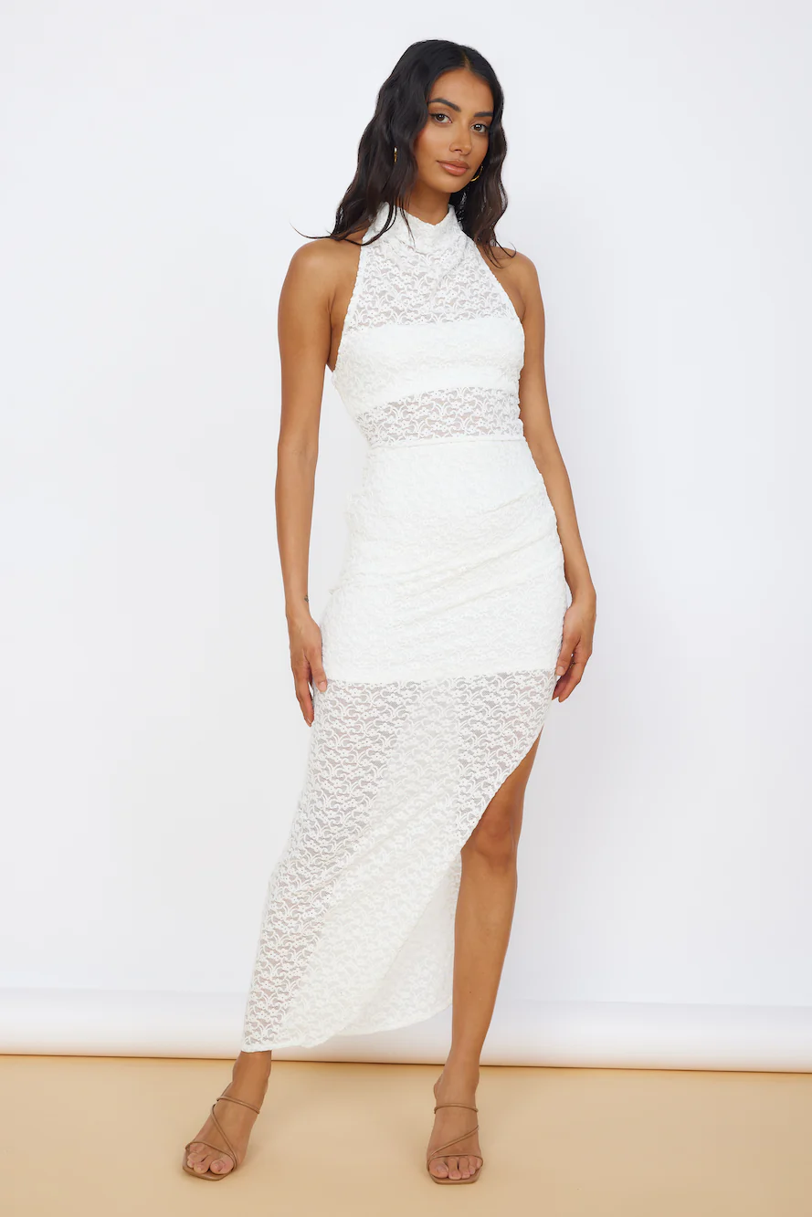 New Beginnings Lace Maxi Dress White