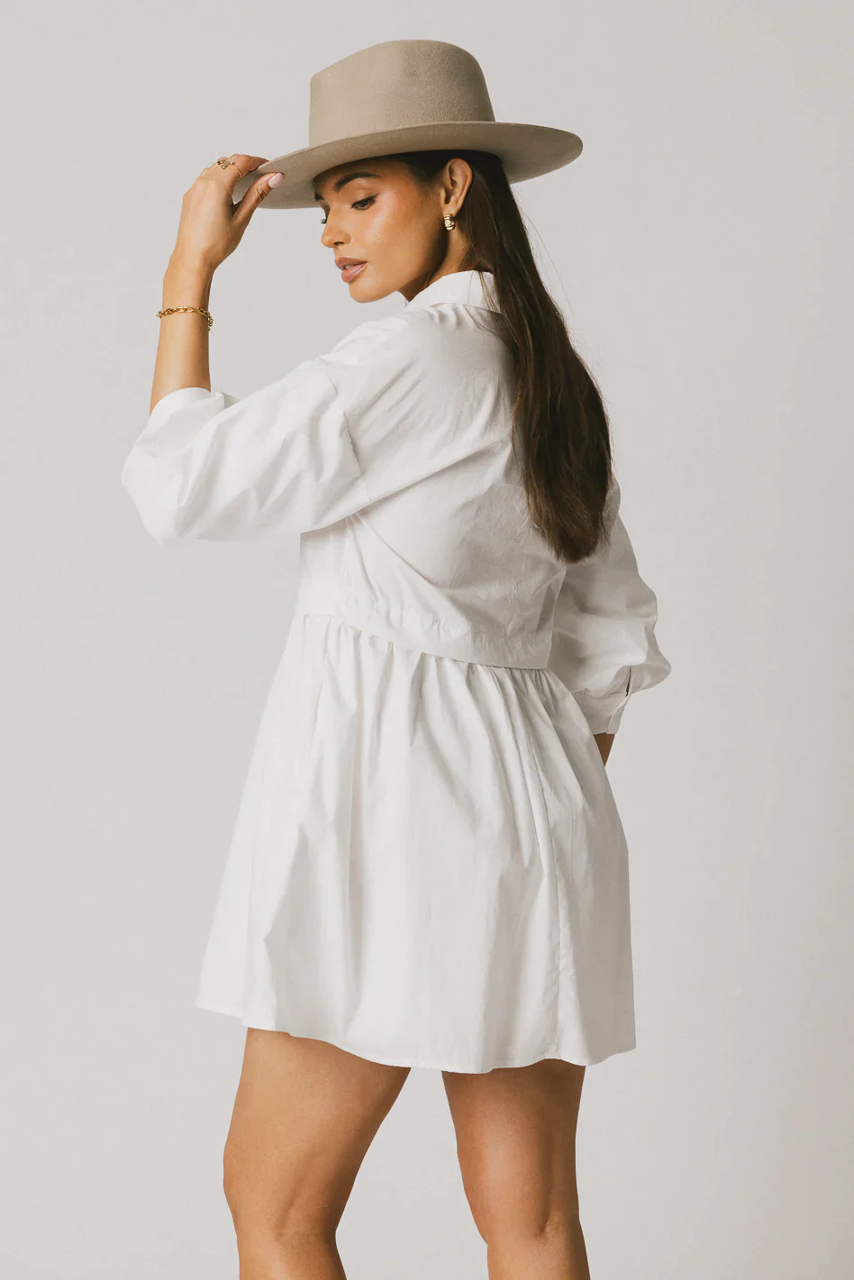 Oliver Collared Mini Dress in White
