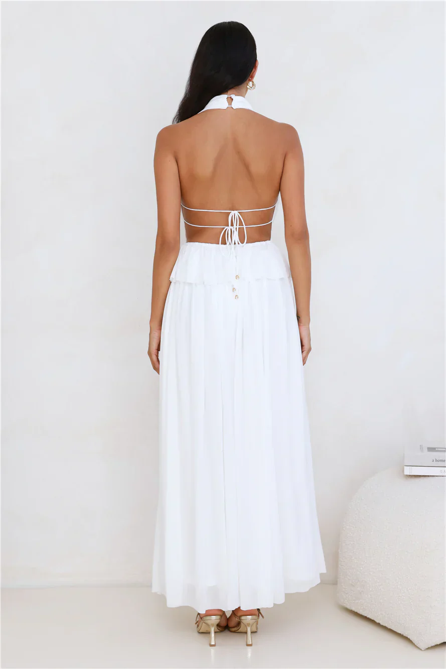 Love From Rosalie Halter Maxi Dress White