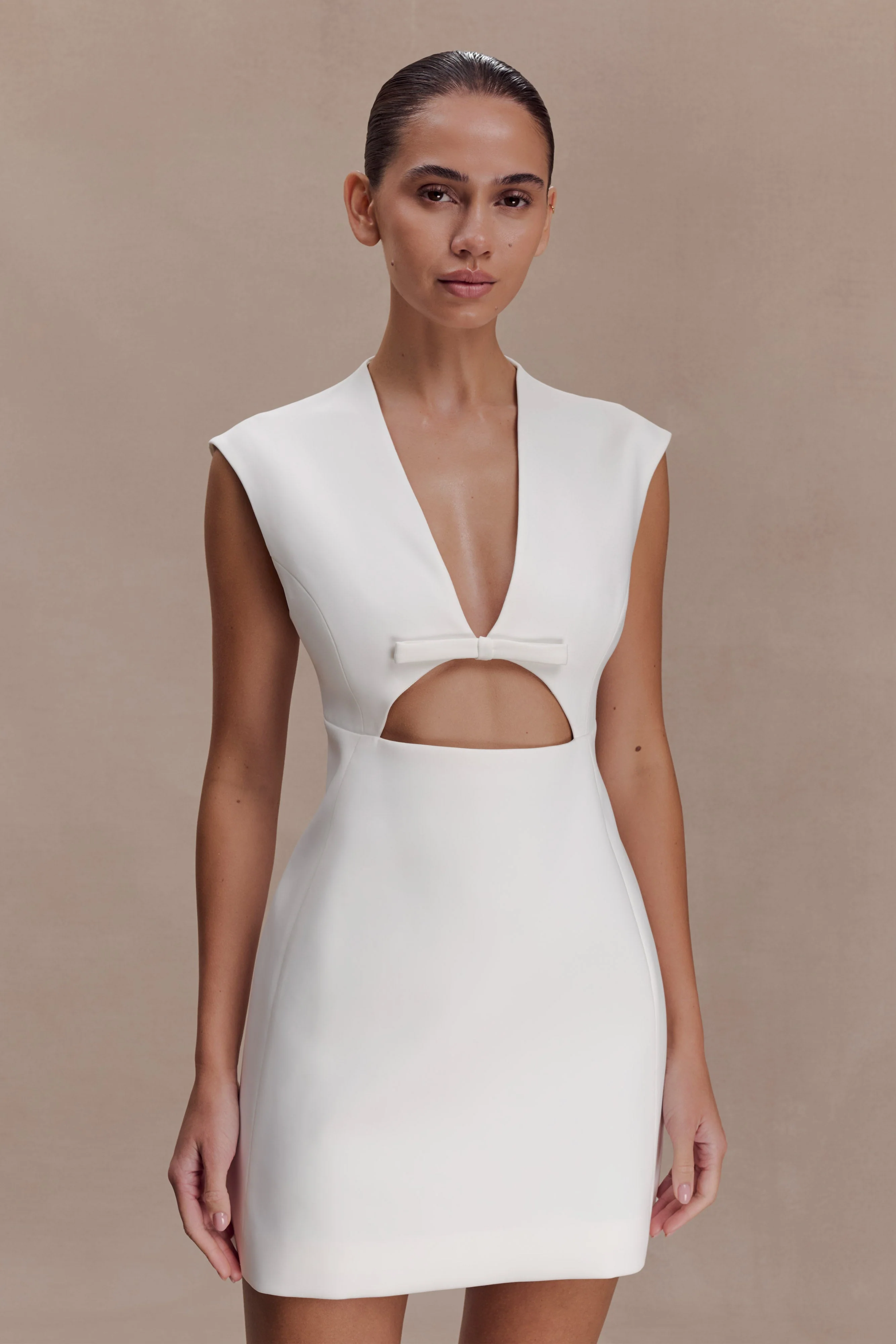 Victoria Cut Out Suiting Mini Dress - Ivory